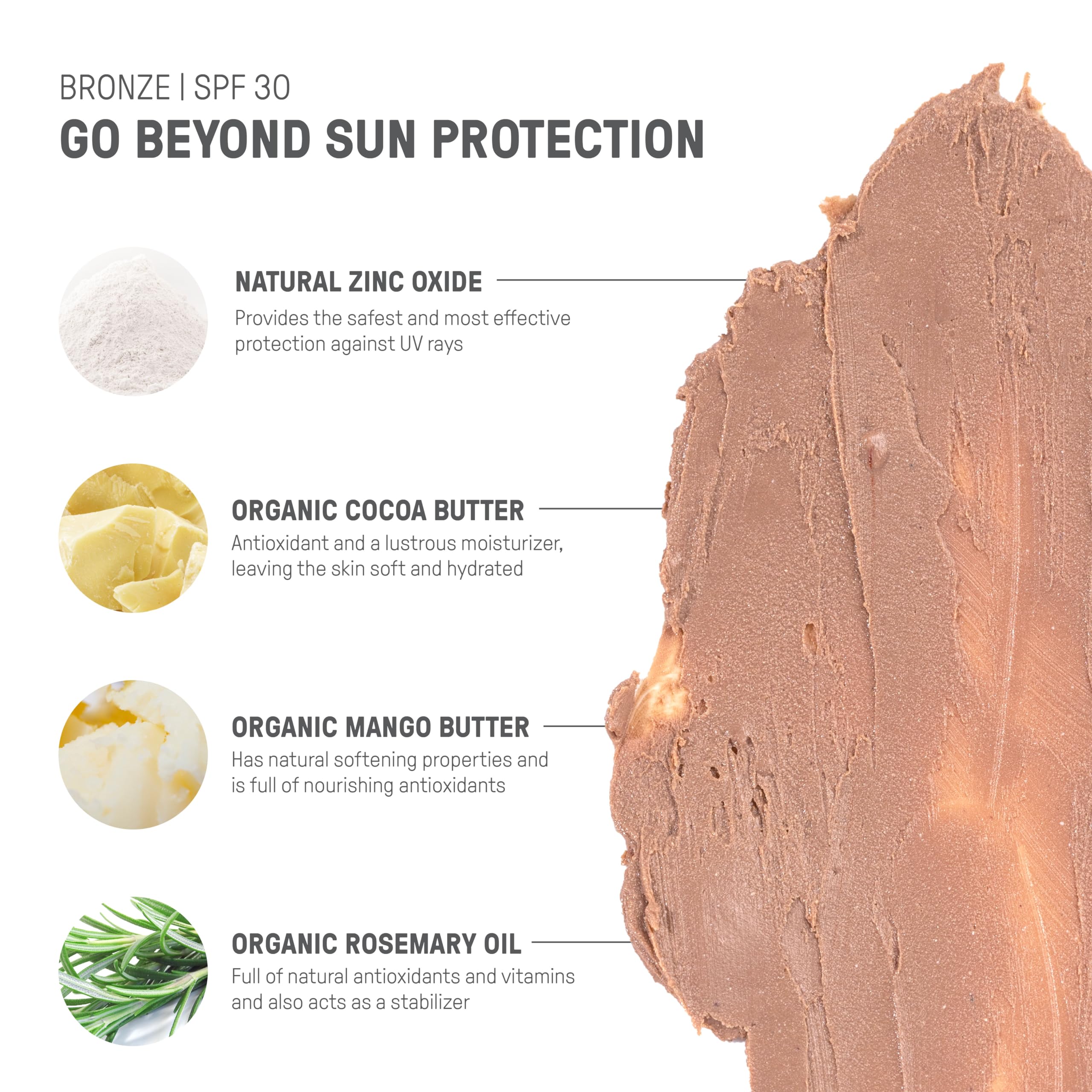 Raw Elements Ultra-Moisturizing Tinted Face Cream SPF 30 Bronze – Non-Toxic Mineral Sunscreen, 1.8 oz