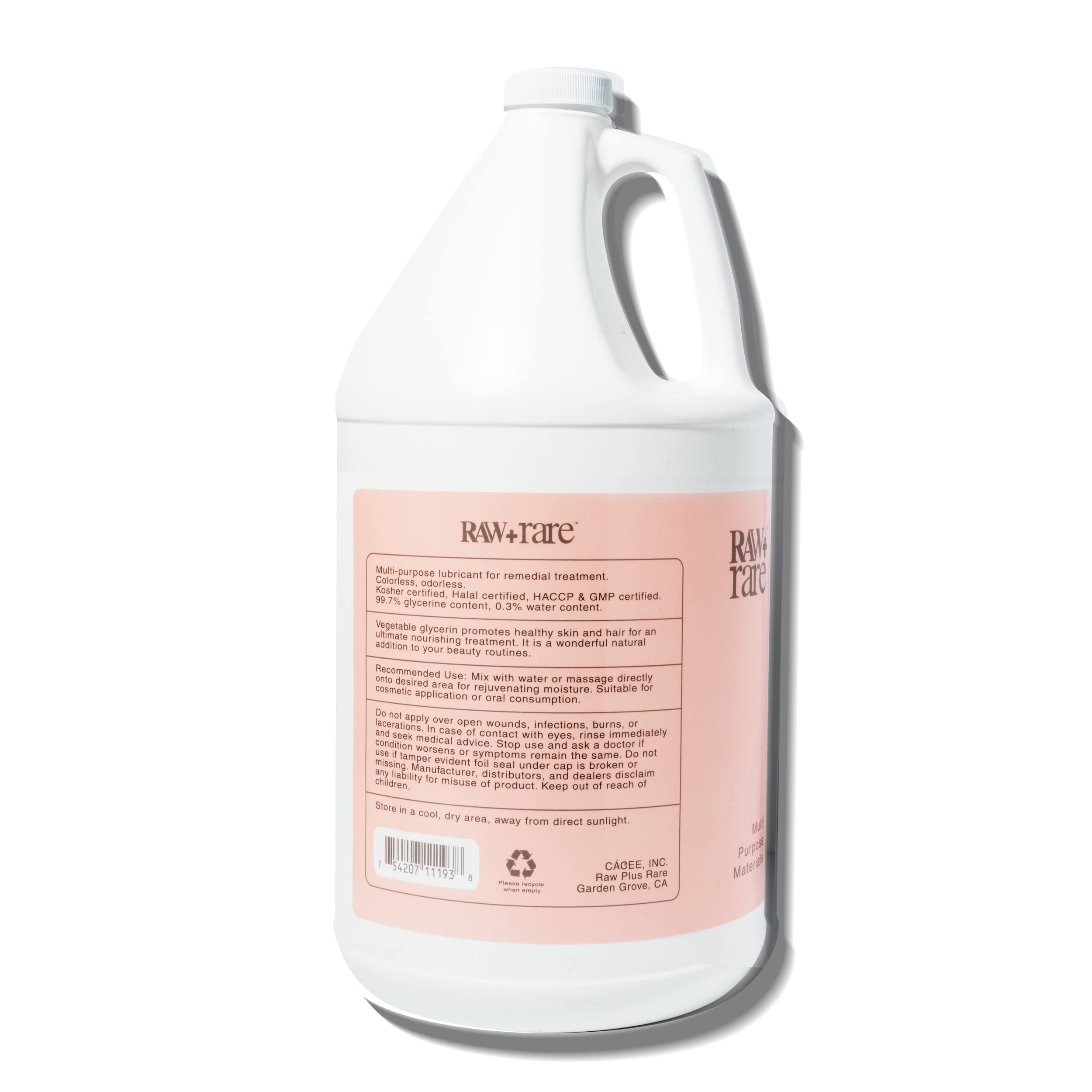 Raw Plus Rare Natural Glycerin – Bulk Gallon (128 oz) for Skin, Hair & Crafts | Kosher & Halal Certified