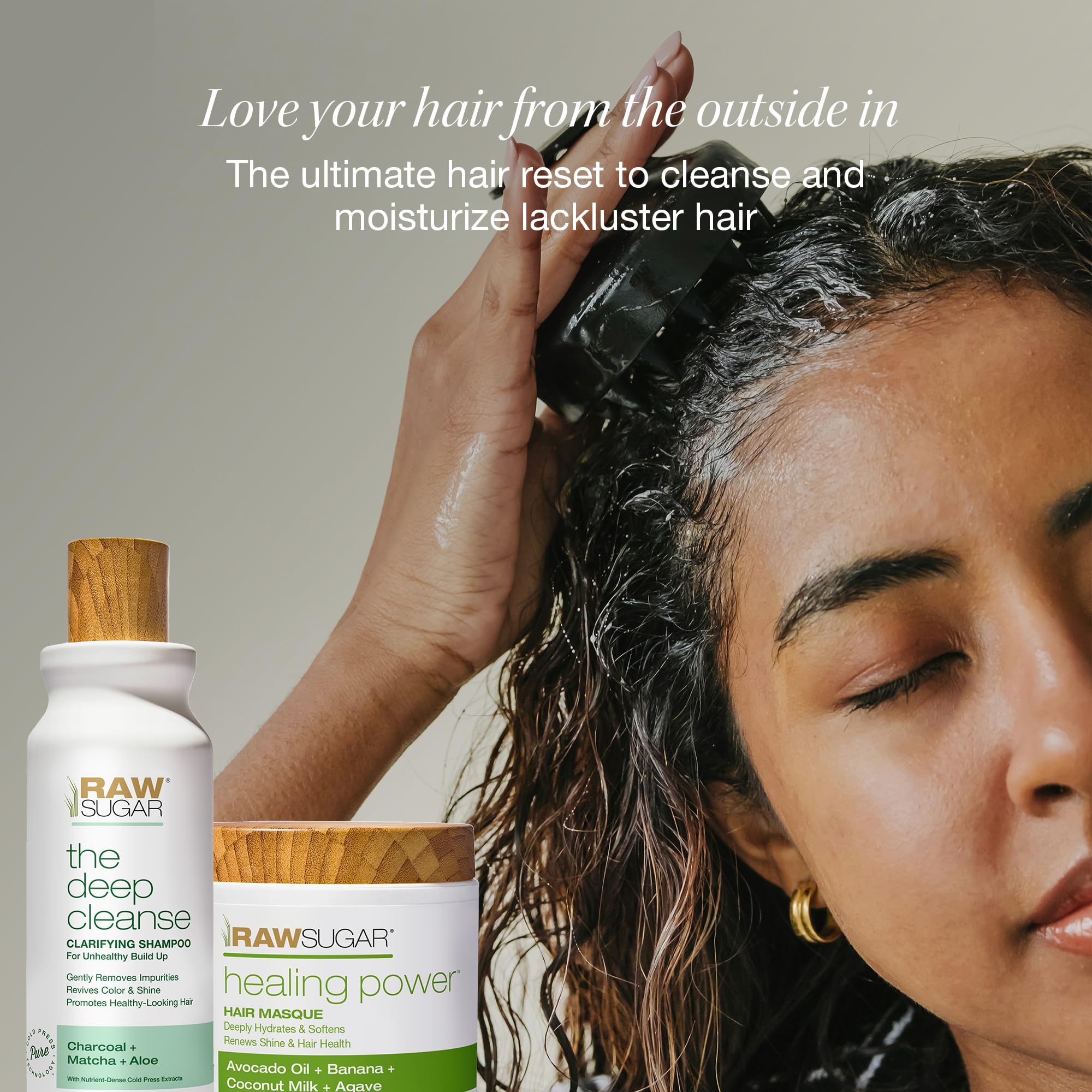 Raw Sugar Deep Cleanse Shampoo & Moisture Smoothie Mask Duo – SLS/SLES & Paraben-Free, Vegan