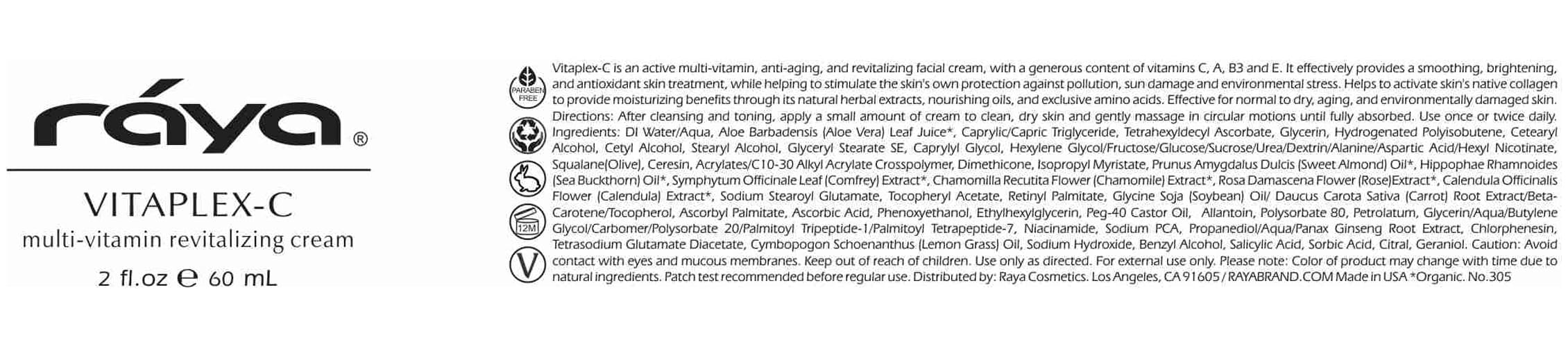 Raya Vitaplex-C Cream (305) – Hydrating Multi-Vitamin Face Moisturizer for Dry, Mature Skin | Raya
