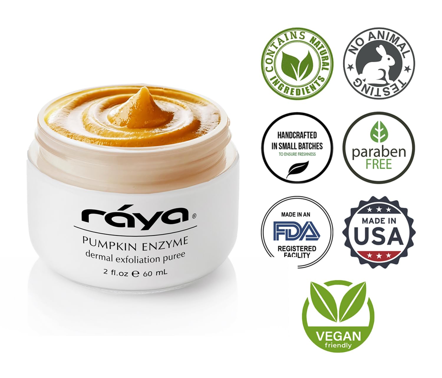Raya Pumpkin Enzyme Facial Puree — Gentle Exfoliating Treatment for All Skin Types | Smooths Fine Lines and Minifies Pores