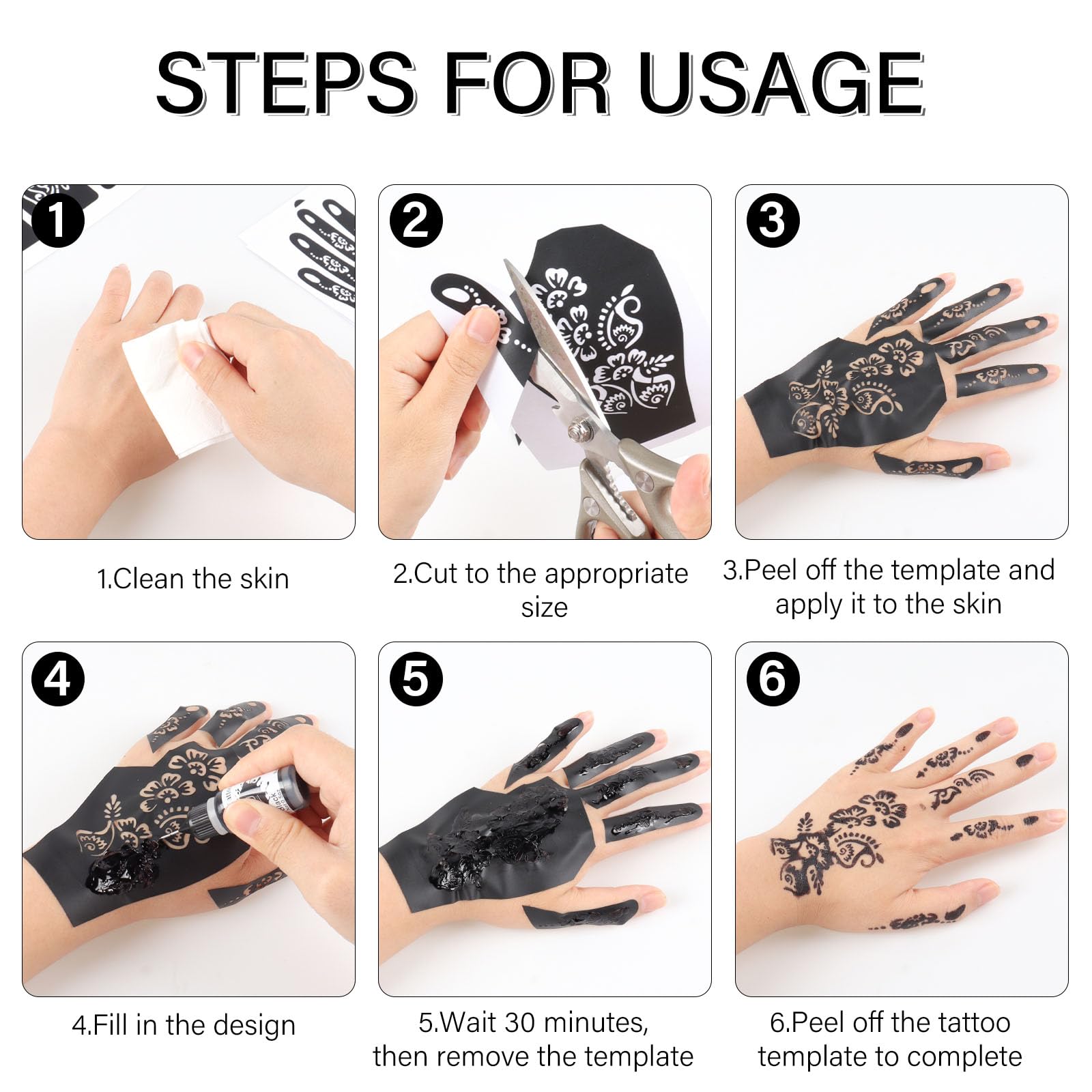 RAZET 94-PCS Temporary Tattoo Stencils for Face & Body Art
