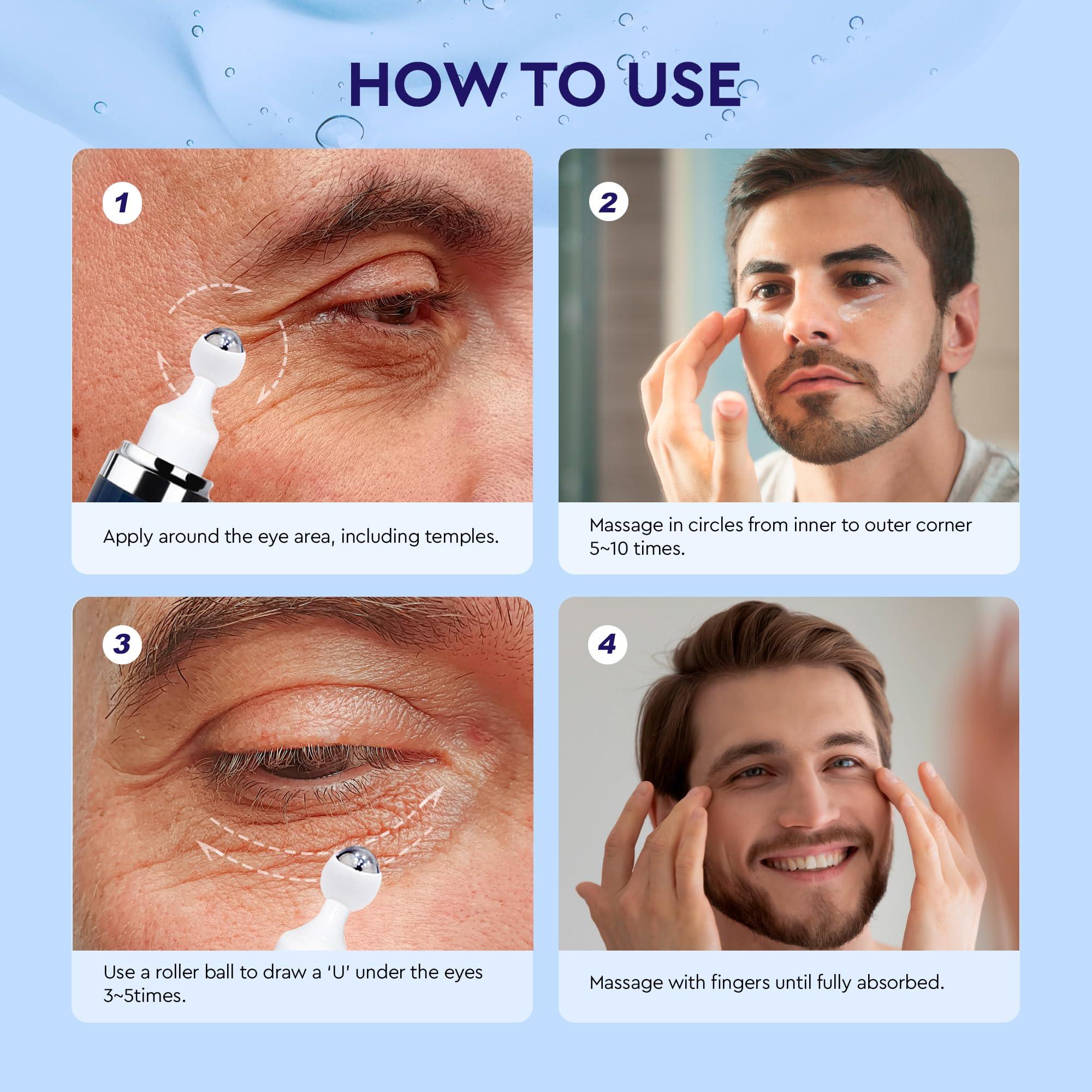 RAZONIX Eye Bags Treatment – Caffeine Eye Cream with Cooling Roller (Medium, Unscented)
