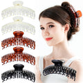 RC ROCHE 6-Pack Double Claw Hair Clips – Strong Hold for Fine Hair (Clear, Brown & Black)