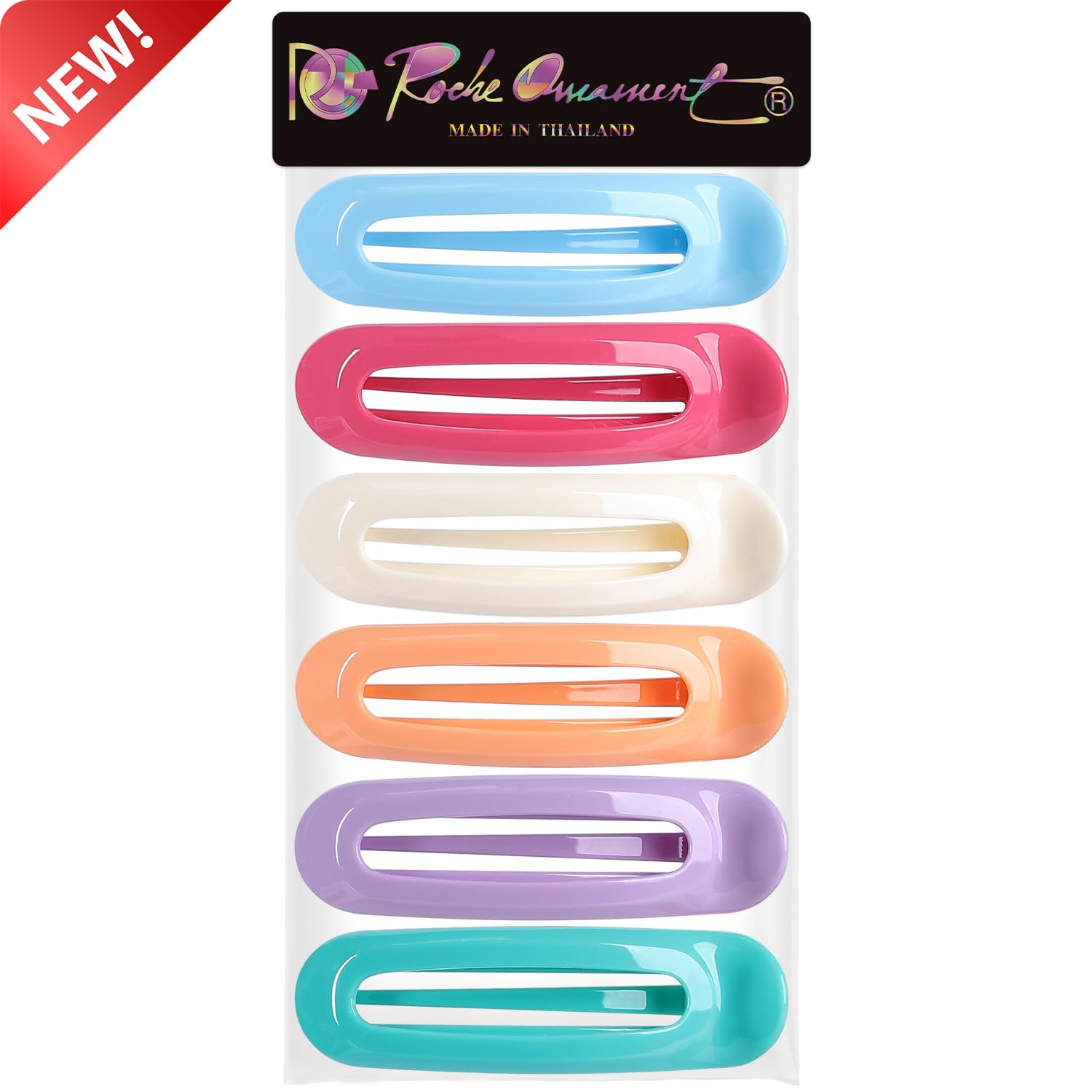 RC ROCHE ORNAMENT 6 Pcs Flat Claw Hair Clips – Non-Slip Alligator Clips, Large Pastel Set