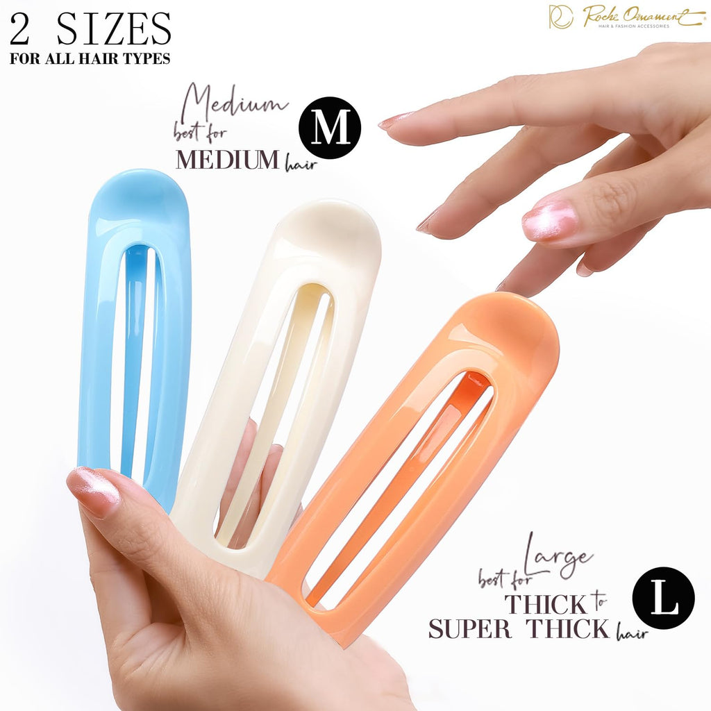 RC ROCHE ORNAMENT 6 Pcs Flat Claw Hair Clips – Non-Slip Alligator Clips, Large Pastel Set