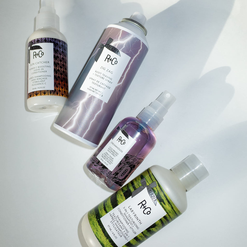 R+Co Labyrinth 3-in-1 Texturizing Shampoo + Conditioner + Styler | Lightweight Texture, Volume & Hydration | 6 oz | Vegan