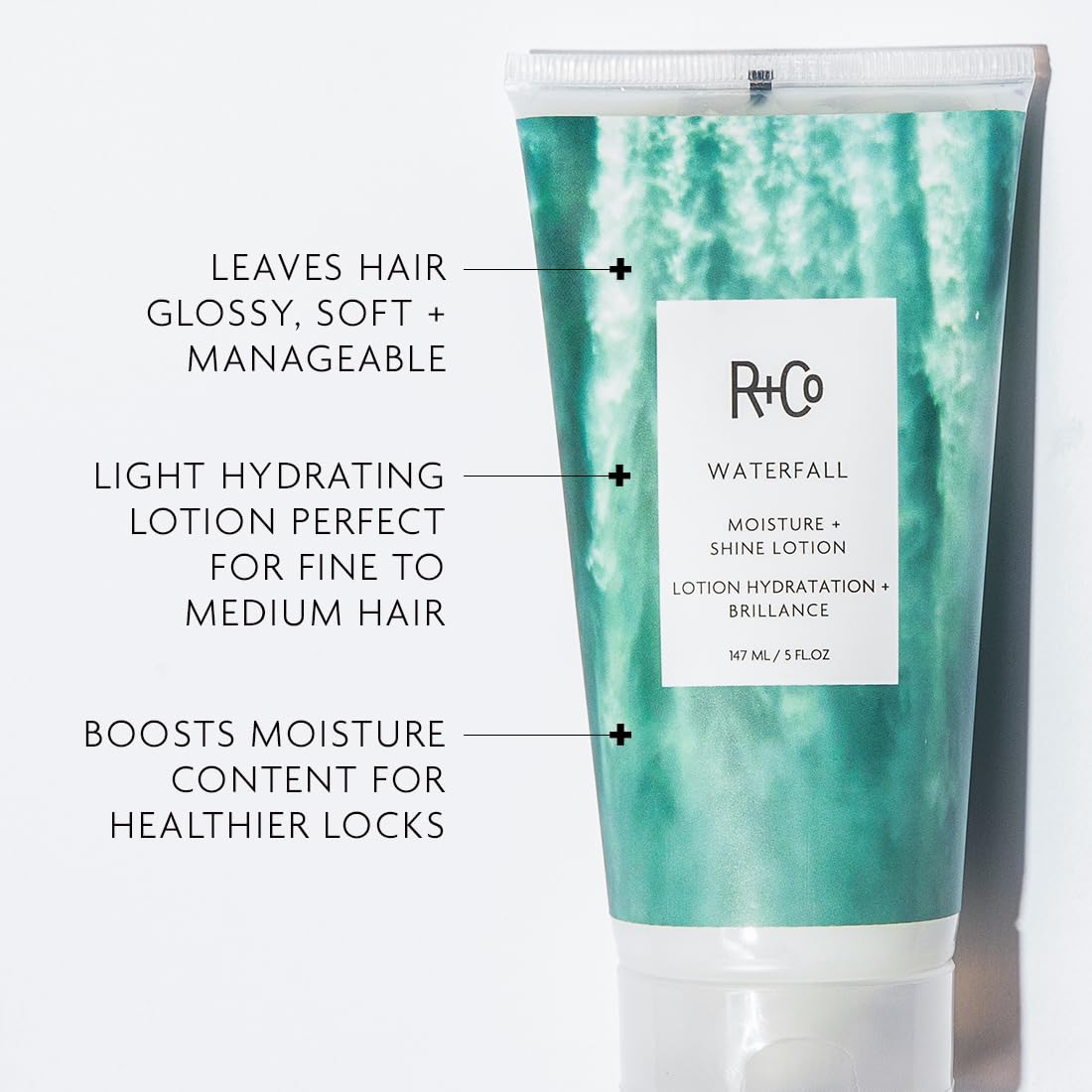 R+Co Waterfall Moisture & Shine Lotion – Lightweight Hydration for Fine to Extra-Long Hair | Vegan & Cruelty-Free | 5 oz