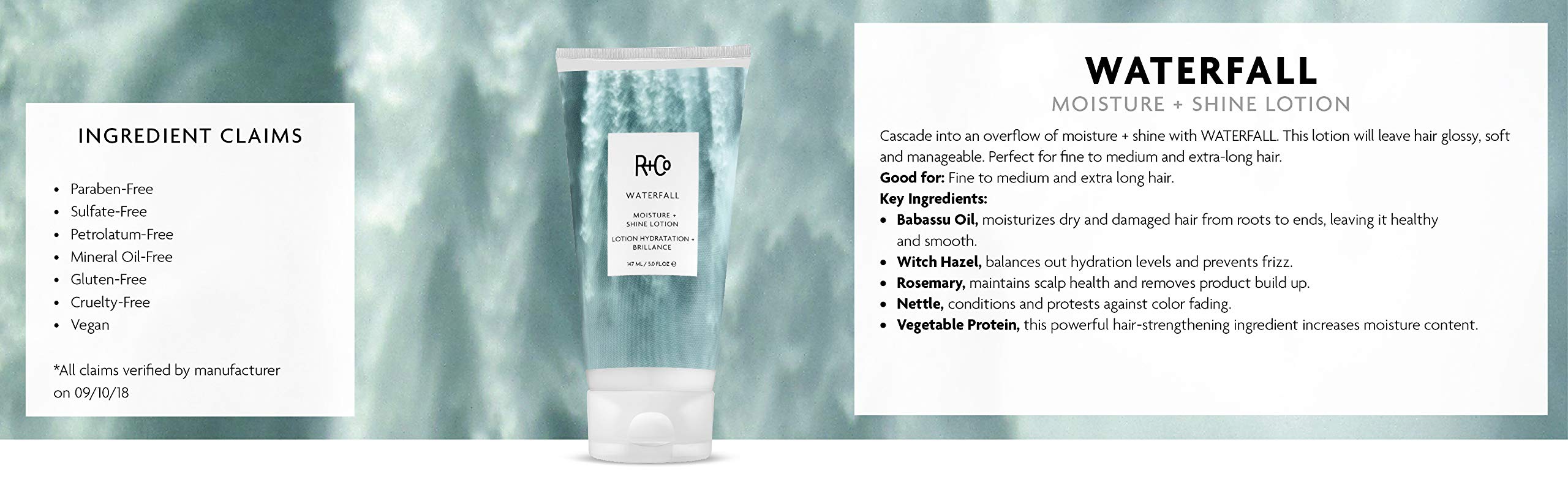 R+Co Waterfall Moisture & Shine Lotion – Lightweight Hydration for Fine to Extra-Long Hair | Vegan & Cruelty-Free | 5 oz