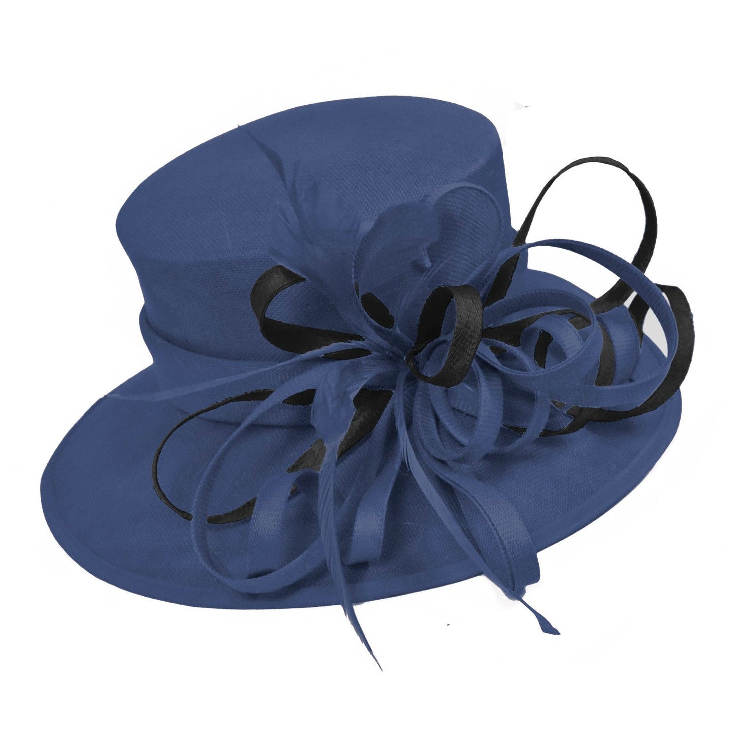 Navy and Black Large Queen Brim Hat Occasion Hatinator Fascinator Weddings Formal