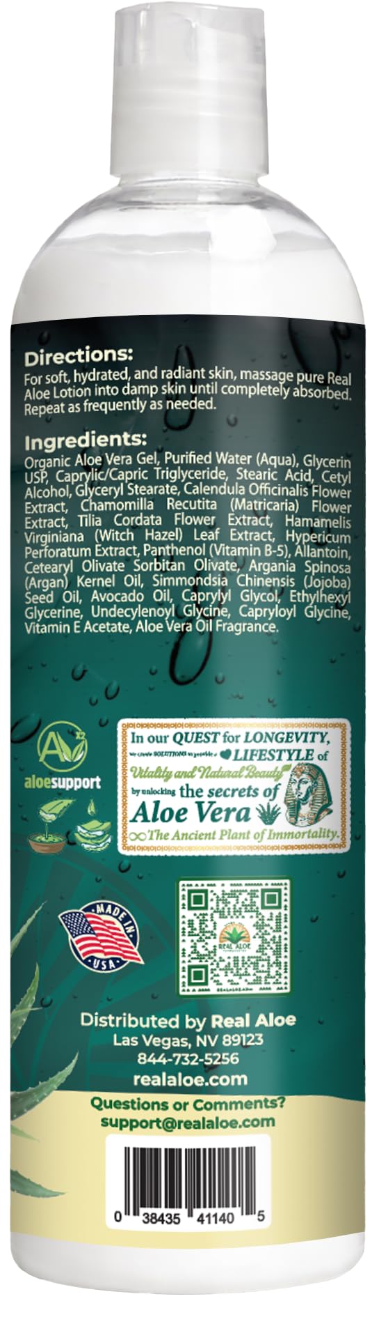 Real Aloe Aloe Vera Lotion (16 oz, 2-Pack) – Lightweight, Non-Greasy Hydration for Face, Body & Hands
