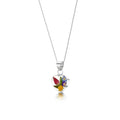 Mixed Flower Heart Pendant Necklace
