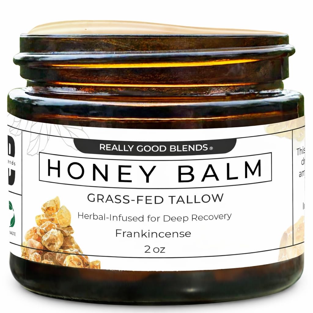 Really Good Blends Tallow Honey Balm – Handmade in USA, Grass-Fed Tallow & Raw Honey, 2 oz