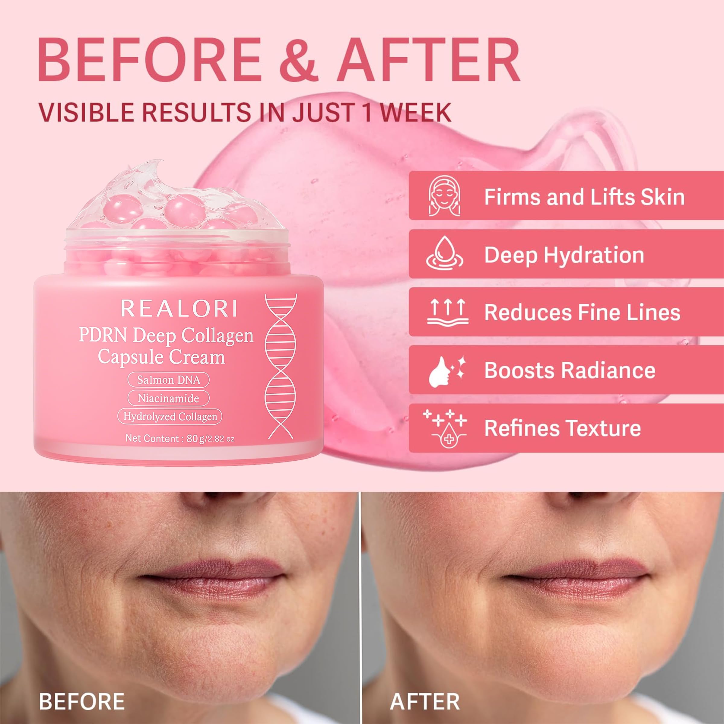 Realori PDRN Capsule Cream with Vitamin C & Collagen – Deep Hydration Gel Moisturizer