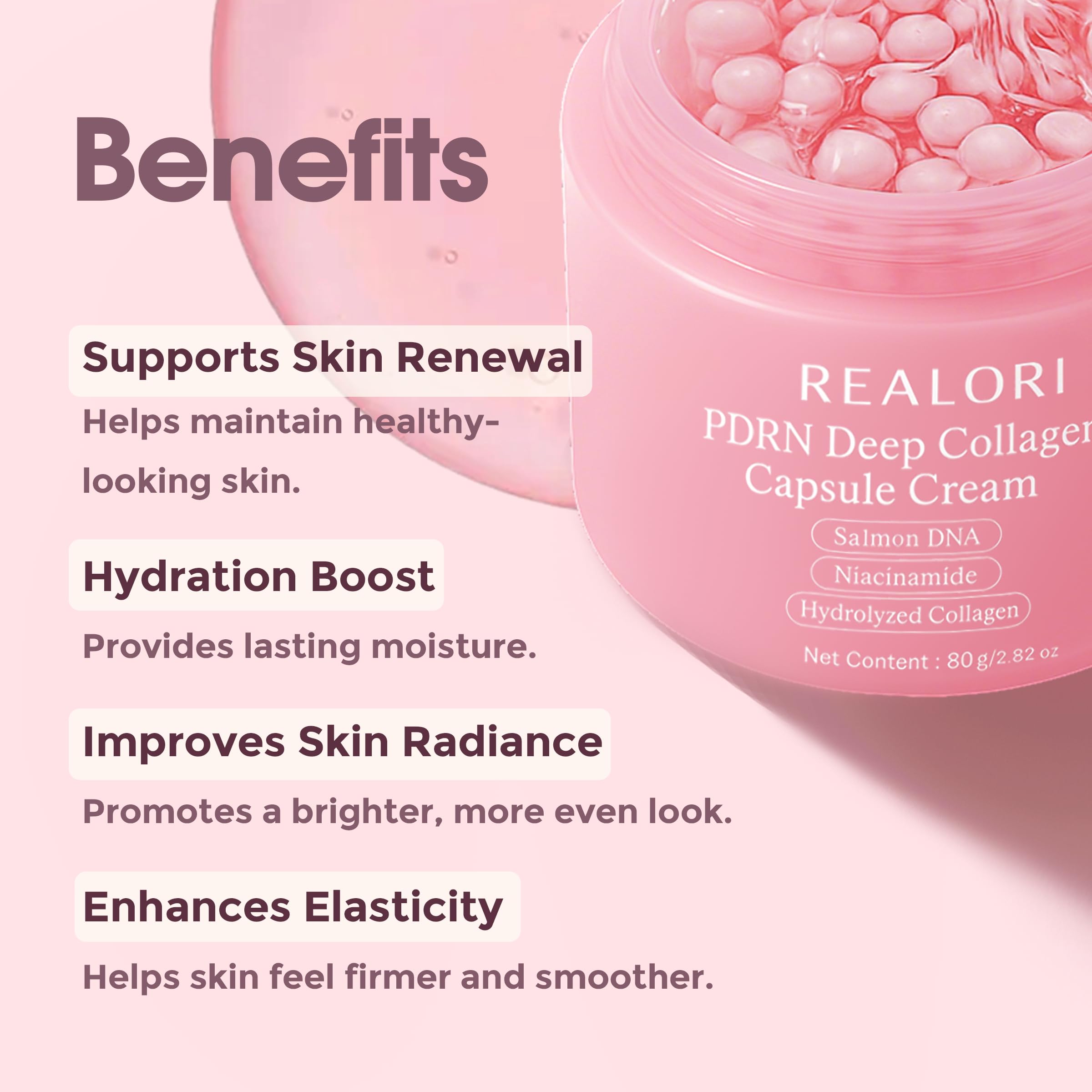 Realori PDRN Capsule Cream with Vitamin C & Collagen – Deep Hydration Gel Moisturizer