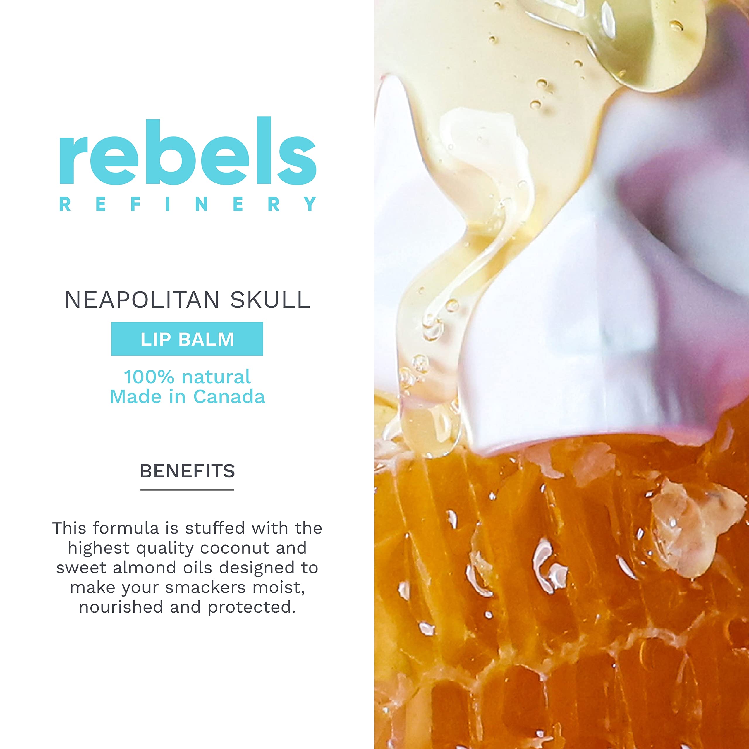 REBELS REFINERY 3-Piece Neapolitan Skull Lip Balm Bundle – Passion Fruit, Black Mint, White Vanilla