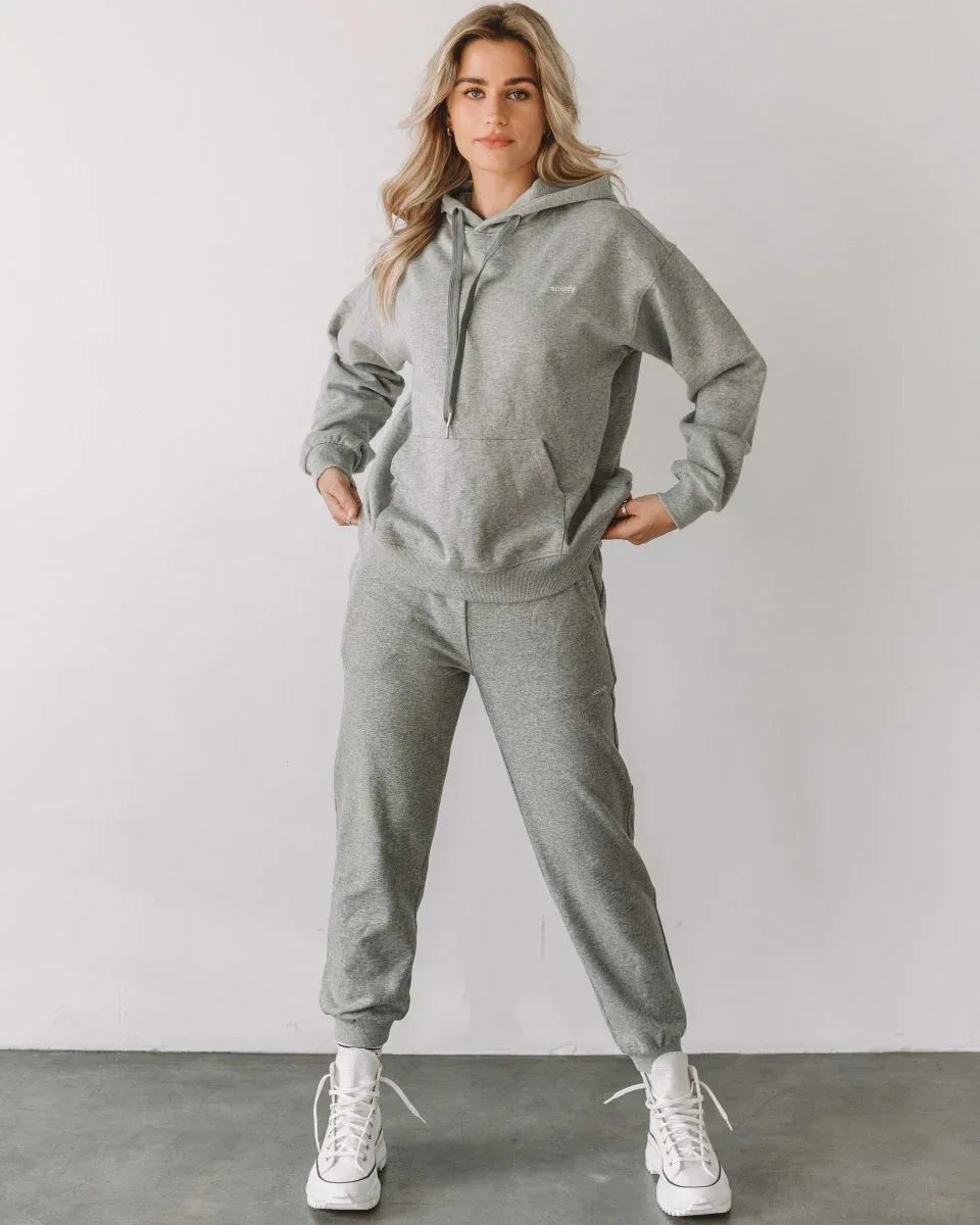 Rebody French Terry Sweatpants for Women - 7/8 Inseam, Baggy Fit, Pockets, Drawstring