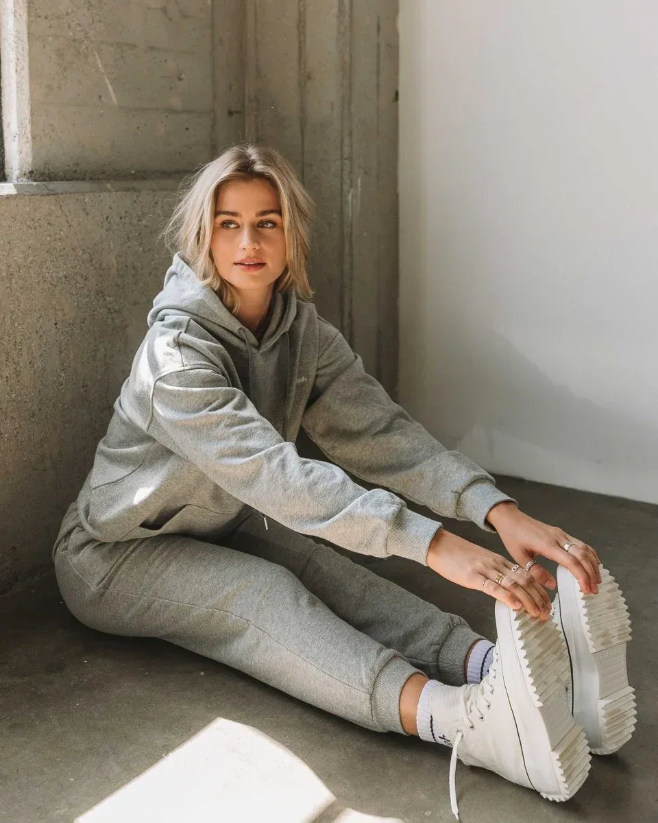 Rebody French Terry Sweatpants for Women - 7/8 Inseam, Baggy Fit, Pockets, Drawstring