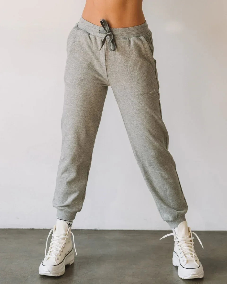 Rebody French Terry Sweatpants for Women - 7/8 Inseam, Baggy Fit, Pockets, Drawstring