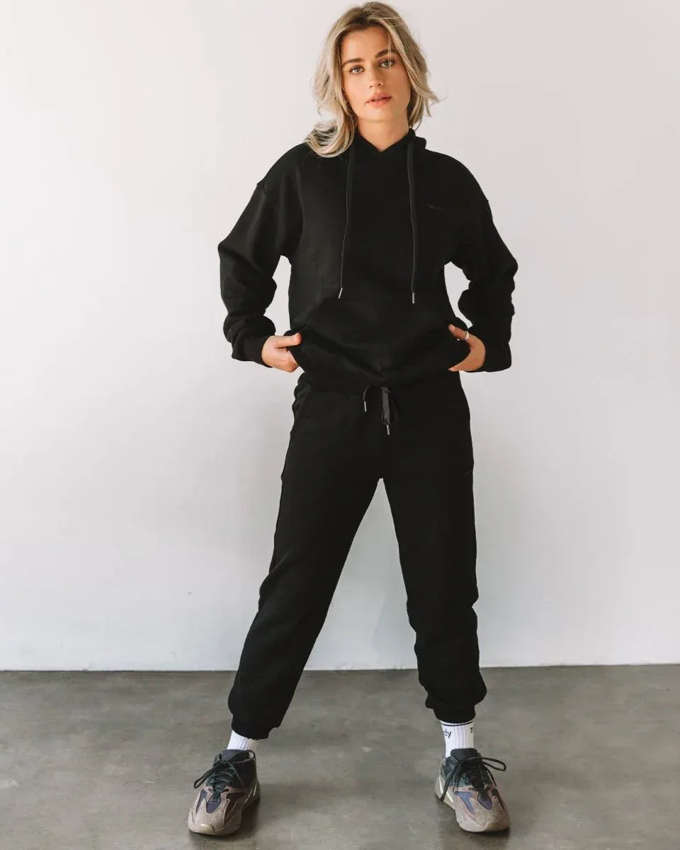 Rebody French Terry Sweatpants for Women - 7/8 Inseam, Baggy Fit, Pockets, Drawstring