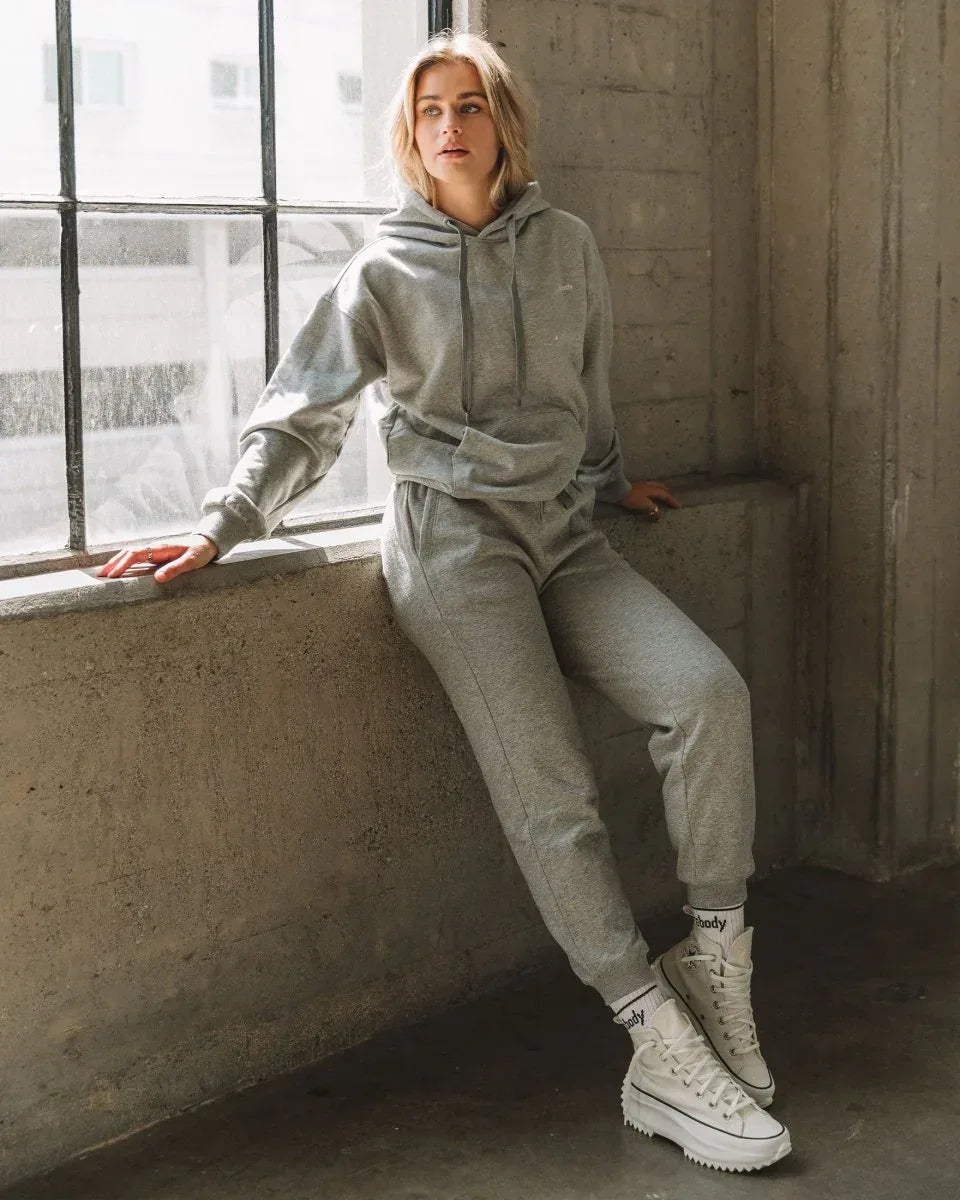 Rebody French Terry Sweatpants for Women - 7/8 Inseam, Baggy Fit, Pockets, Drawstring