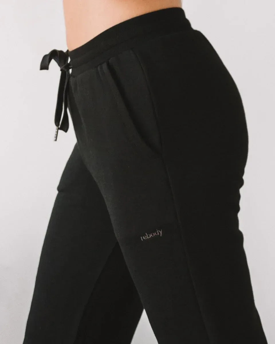 Rebody French Terry Sweatpants for Women - 7/8 Inseam, Baggy Fit, Pockets, Drawstring