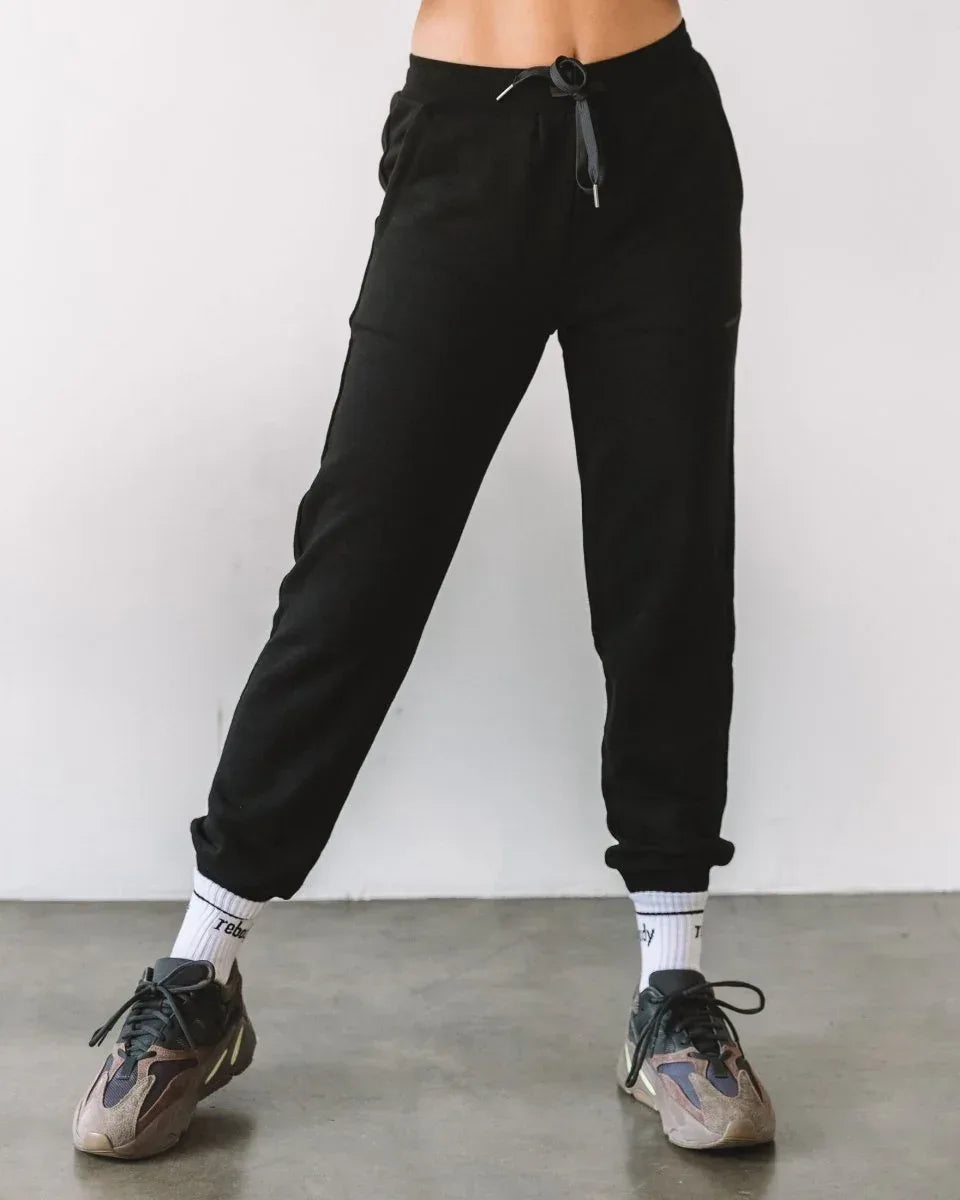 Rebody French Terry Sweatpants for Women - 7/8 Inseam, Baggy Fit, Pockets, Drawstring