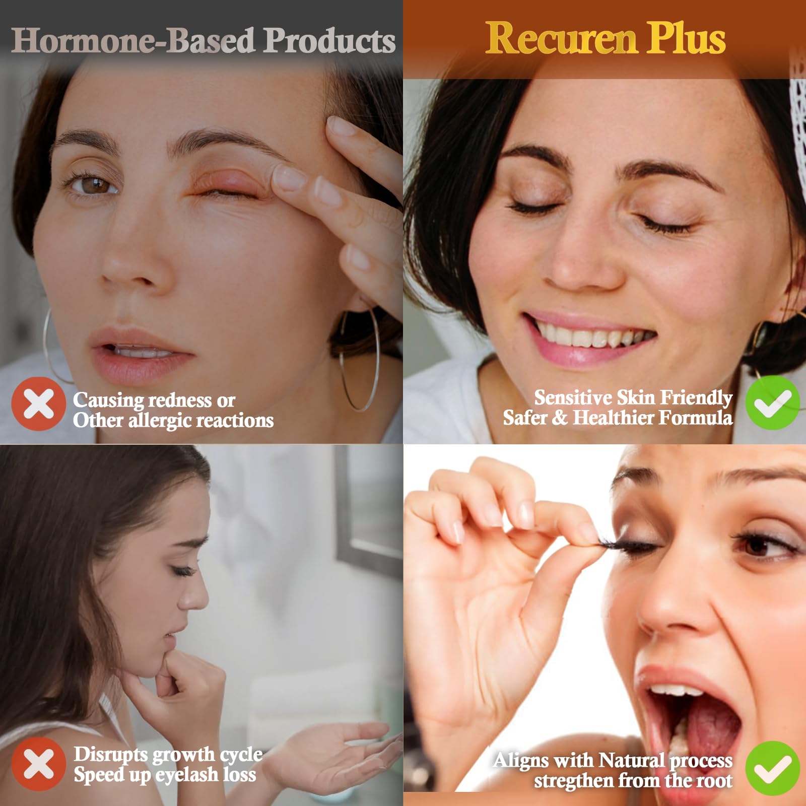 Recuren Plus Premium Eyelash Growth Serum – Advanced Vegan Formula for Longer, Thicker Lashes
