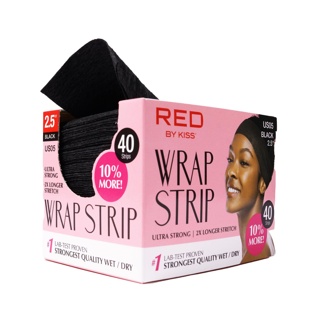 Red by Kiss Hair Wrapping Strips | Ultra Strong 2x Stretch, 40 White Strips (2.5-inch)