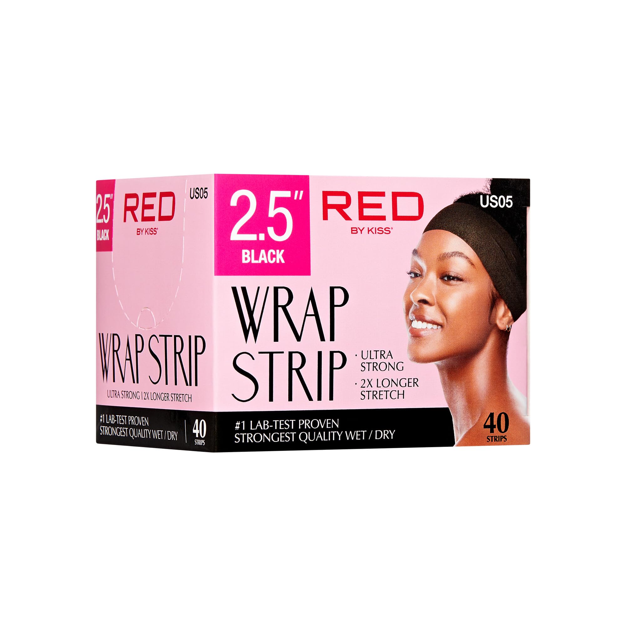 Red by Kiss Hair Wrapping Strips | Ultra Strong 2x Stretch, 40 White Strips (2.5-inch)