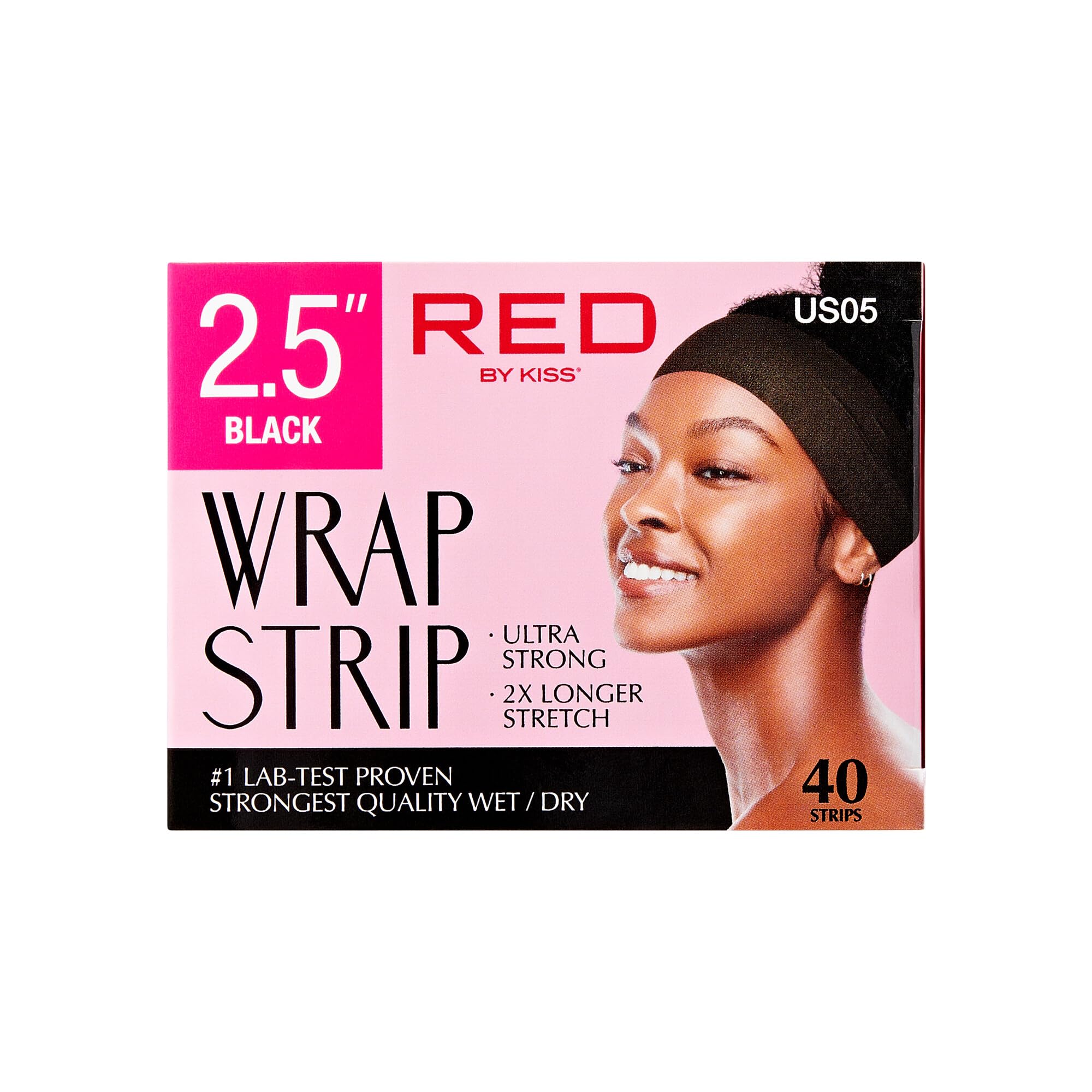 Red by Kiss Hair Wrapping Strips | Ultra Strong 2x Stretch, 40 White Strips (2.5-inch)