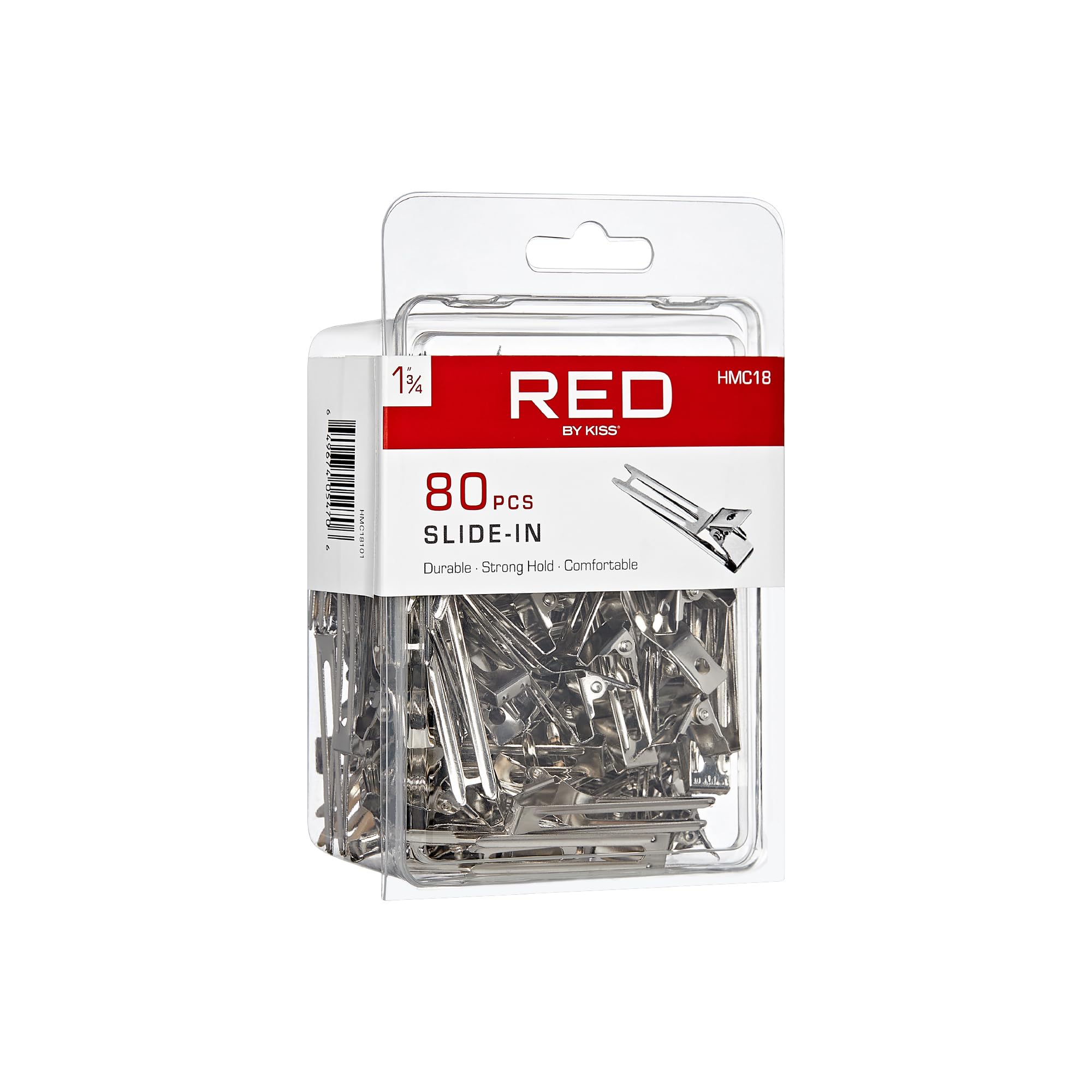 RED by Kiss 80pcs Slide-In Hair Clips 1.75-inch Durable Metal for Dreads & Twists (Pack of 2)
