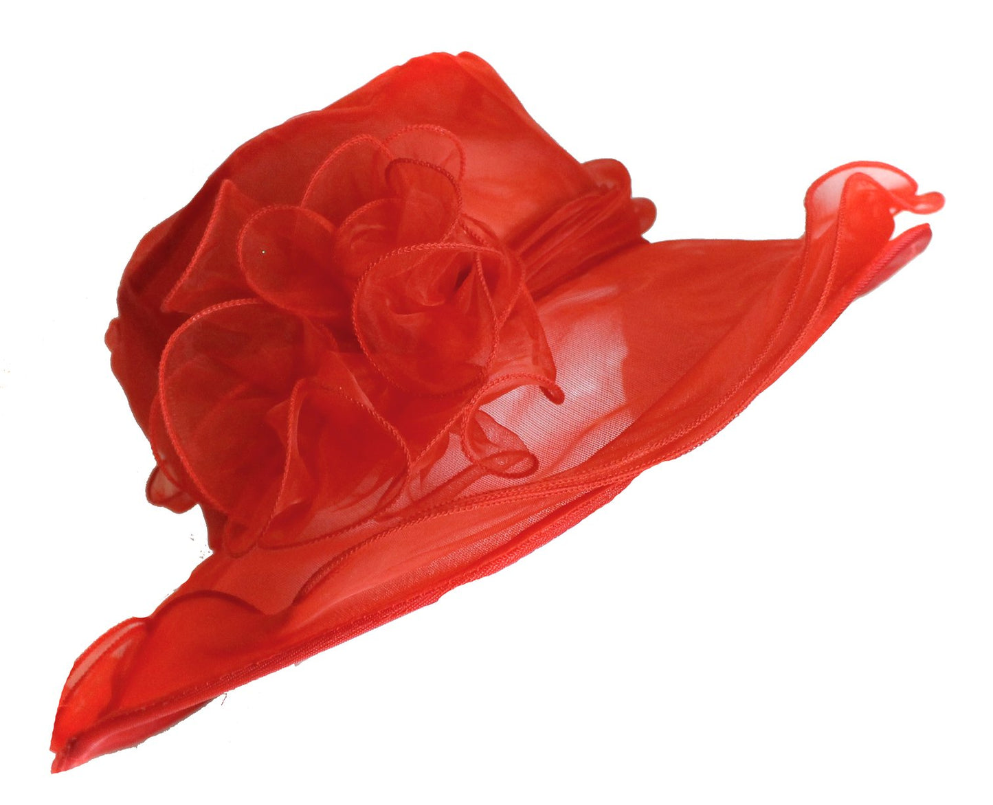 Scarlet Red Large Organza Brin Hatinator Fascinator Hat