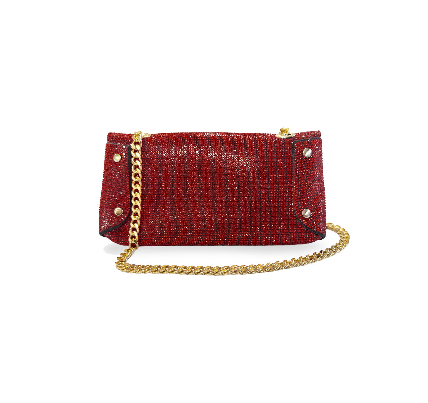 Caprilite Small Crossbody Bag Sparkly Crystal Clutch Fold Handbag Red