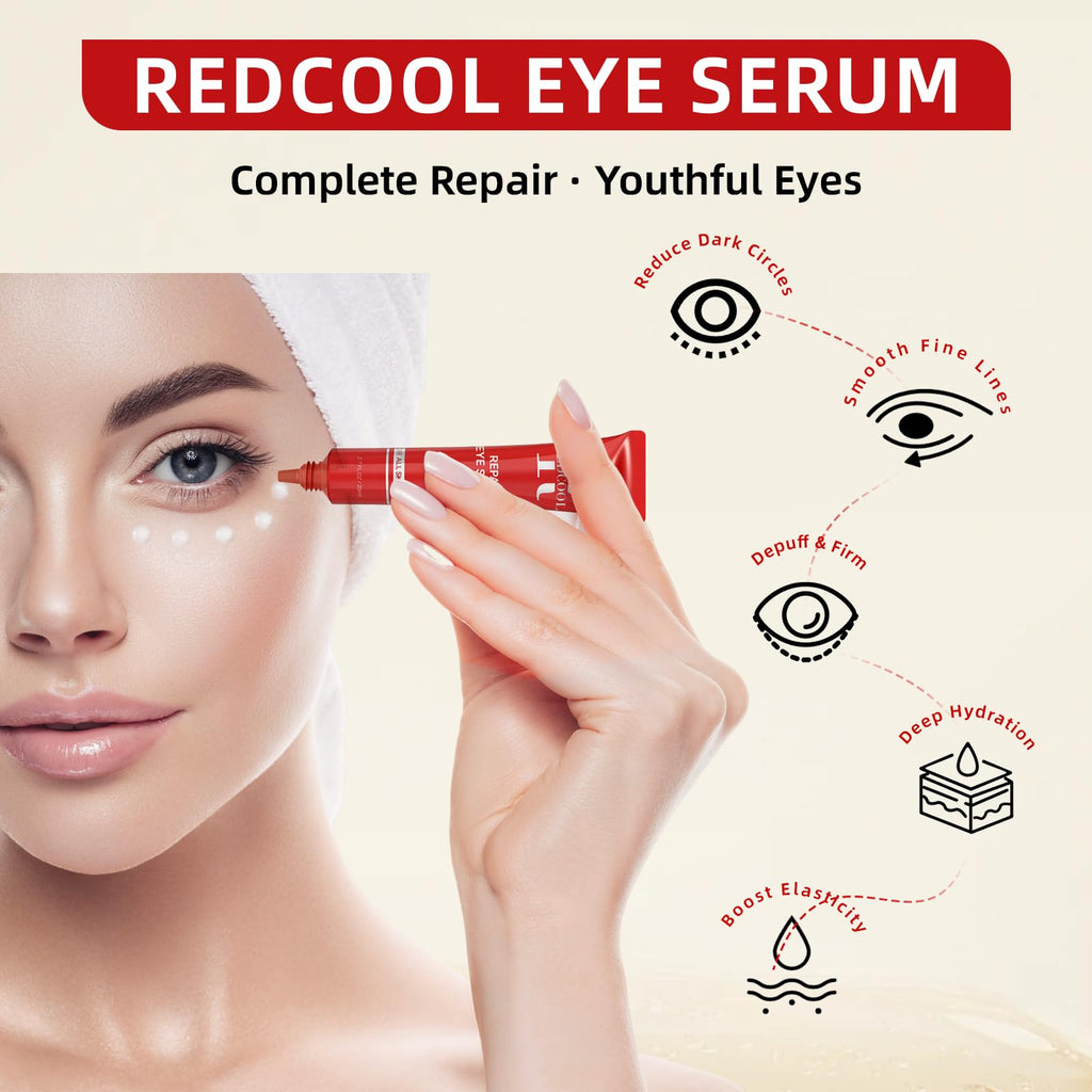 Redcool Caffeine Eye Serum – Dark Circles, Puffiness & Anti-Aging, 0.7 oz