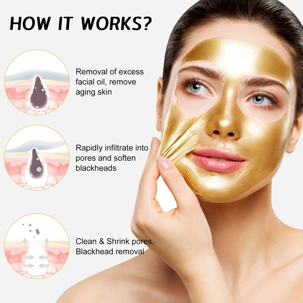 Rednow Gold Foil Peel-Off Mask – 24k Gold, Anti-Wrinkle & Pore Cleansing (2PCS)