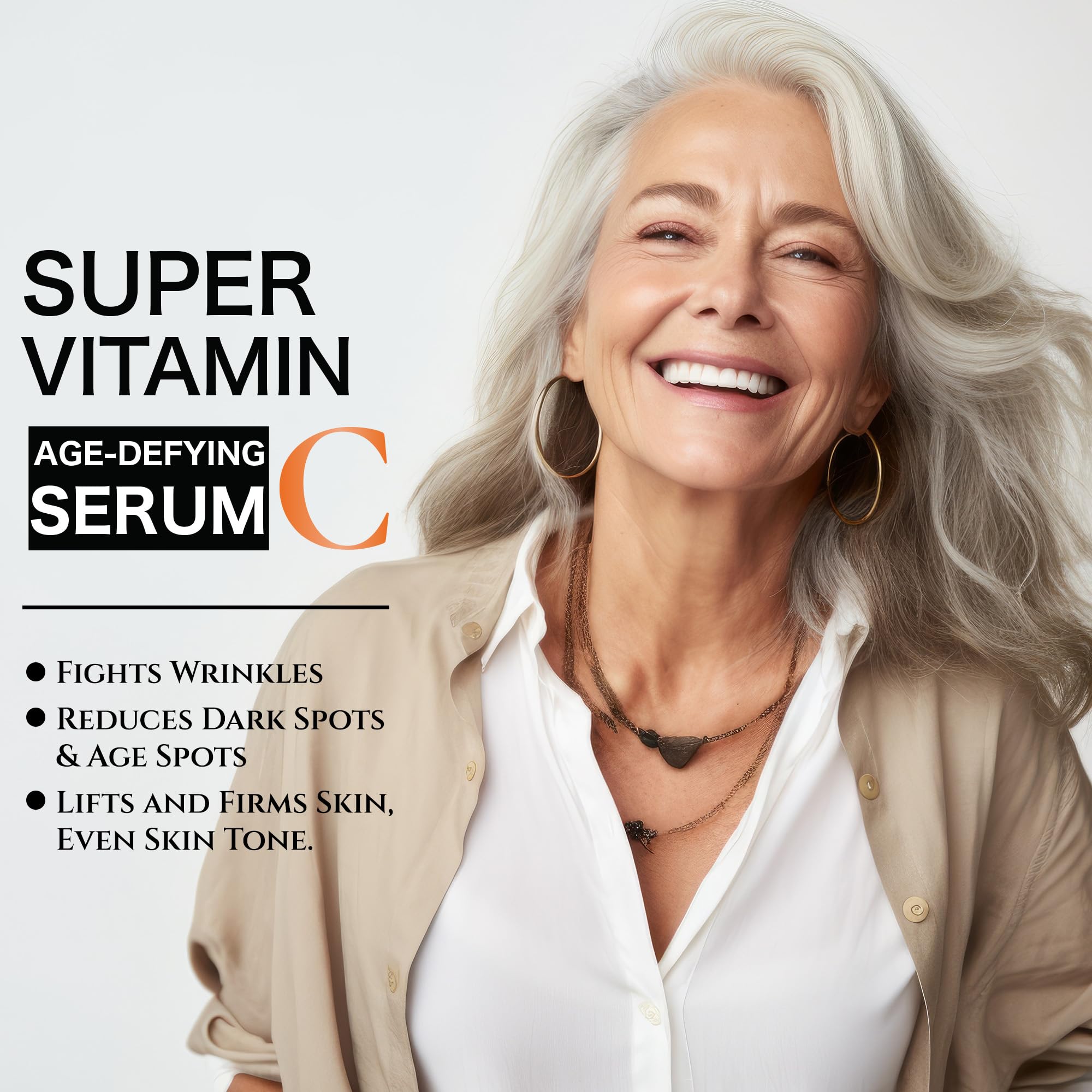 Refaflio Super Vitamin C Serum for Women Over 70 – Anti-Aging Serum 30ml (Orange)