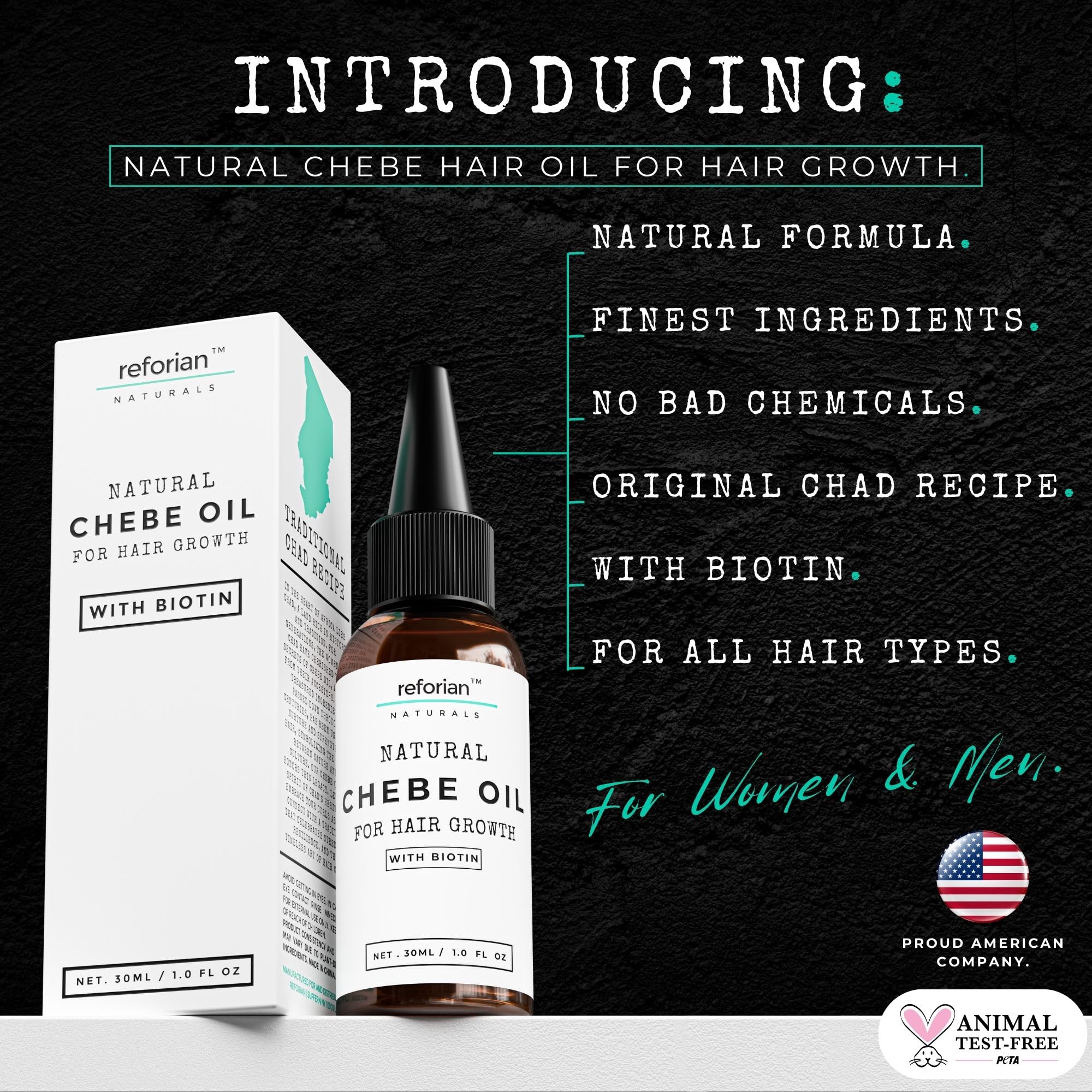 REFORIAN Chebe Oil with Biotin for Hair Growth – Organic African Chebe Oil