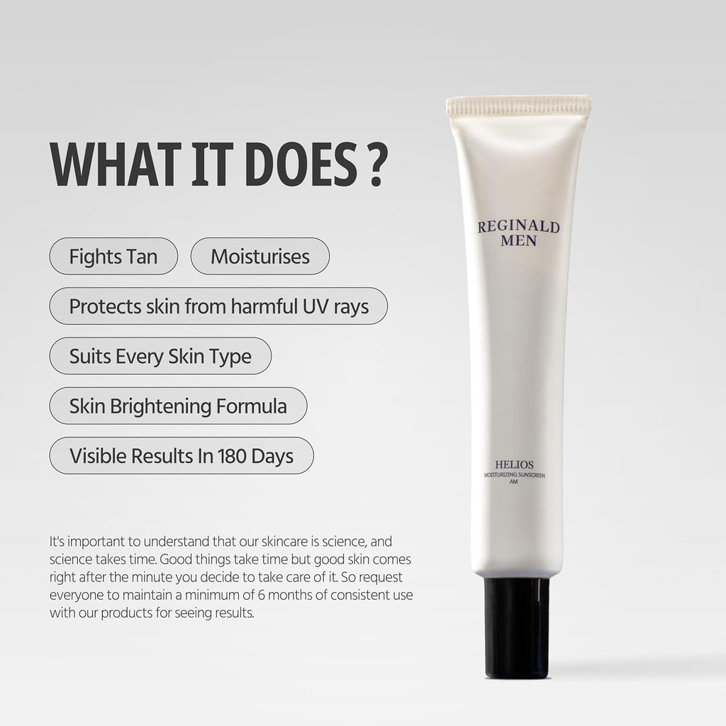 Reginald Men Helios Sunscreen SPF 50+ PA++++ – Lightweight, Matte Finish for Active Lifestyles