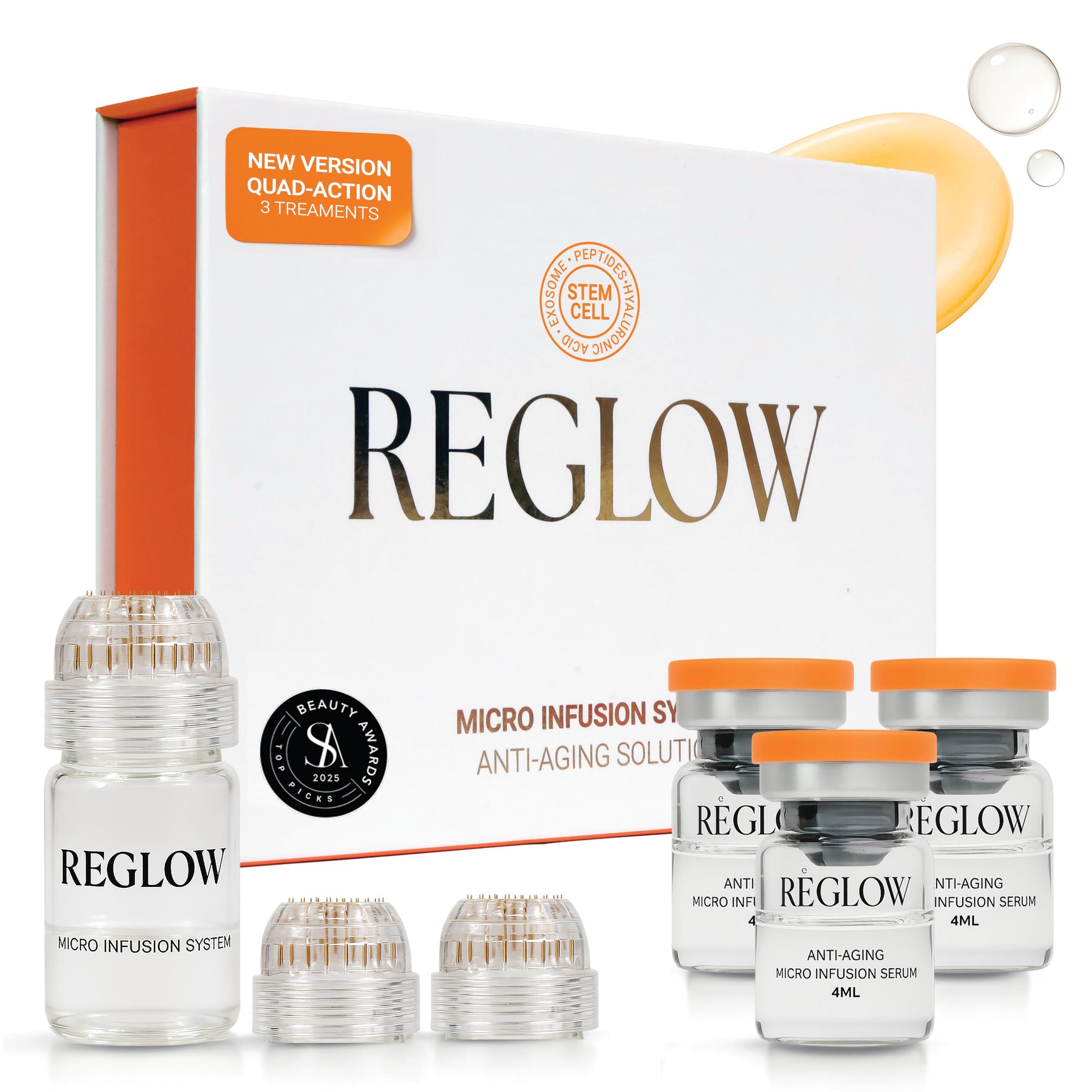 ReGlow Micro Infusion System for Face – 24K Gold Microneedling Tool + Serum (300% Deeper Absorption)