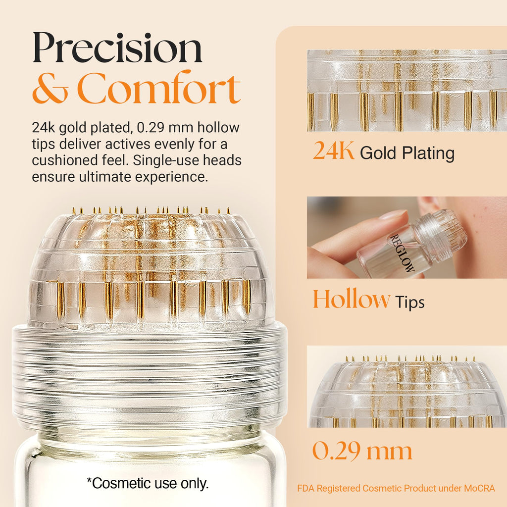 ReGlow Micro Infusion System for Face – 24K Gold Microneedling Tool + Serum (3 Months)