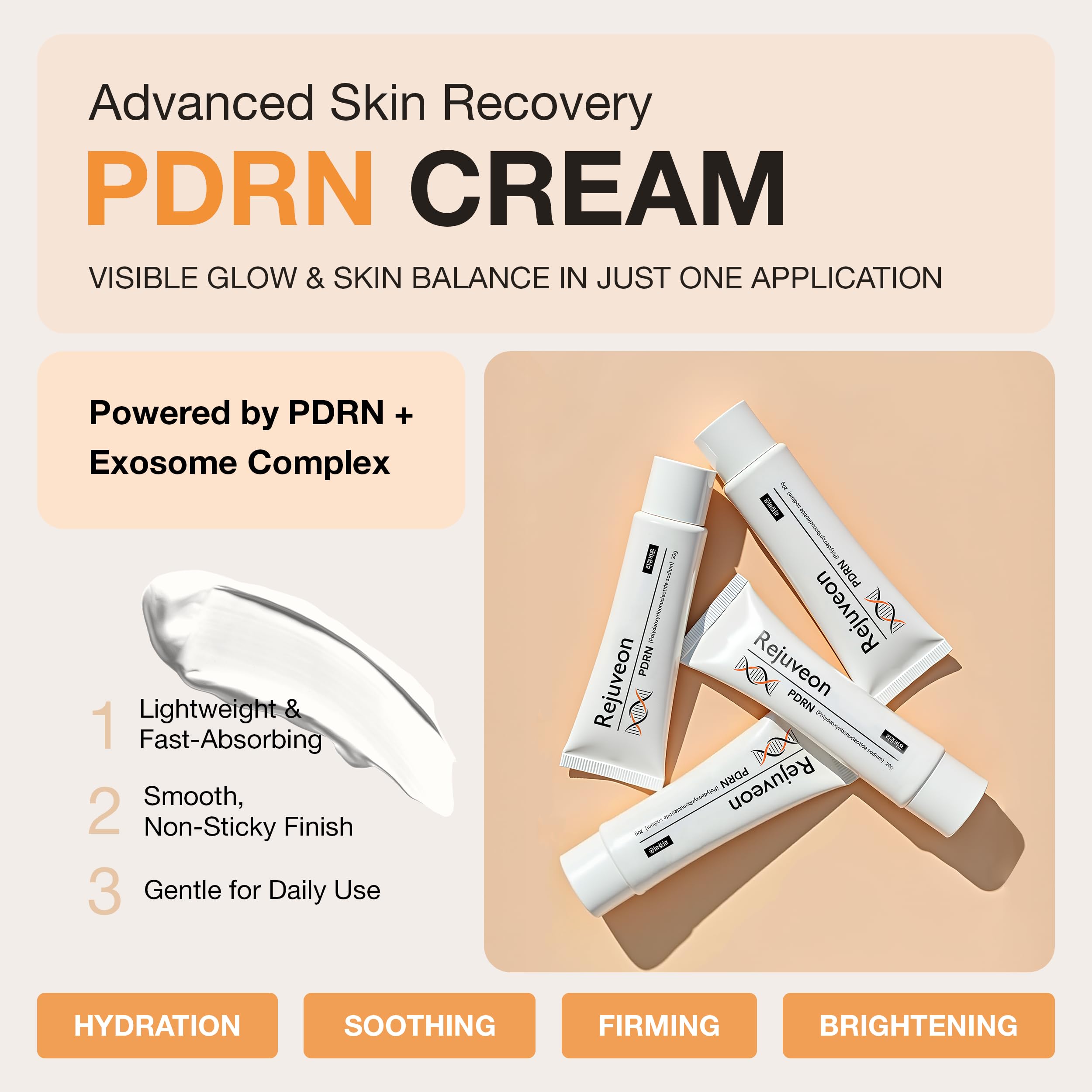 Rejuveon PDRN 1000 Plus Cream 20g – Lightweight Korean Skincare with PDRN
