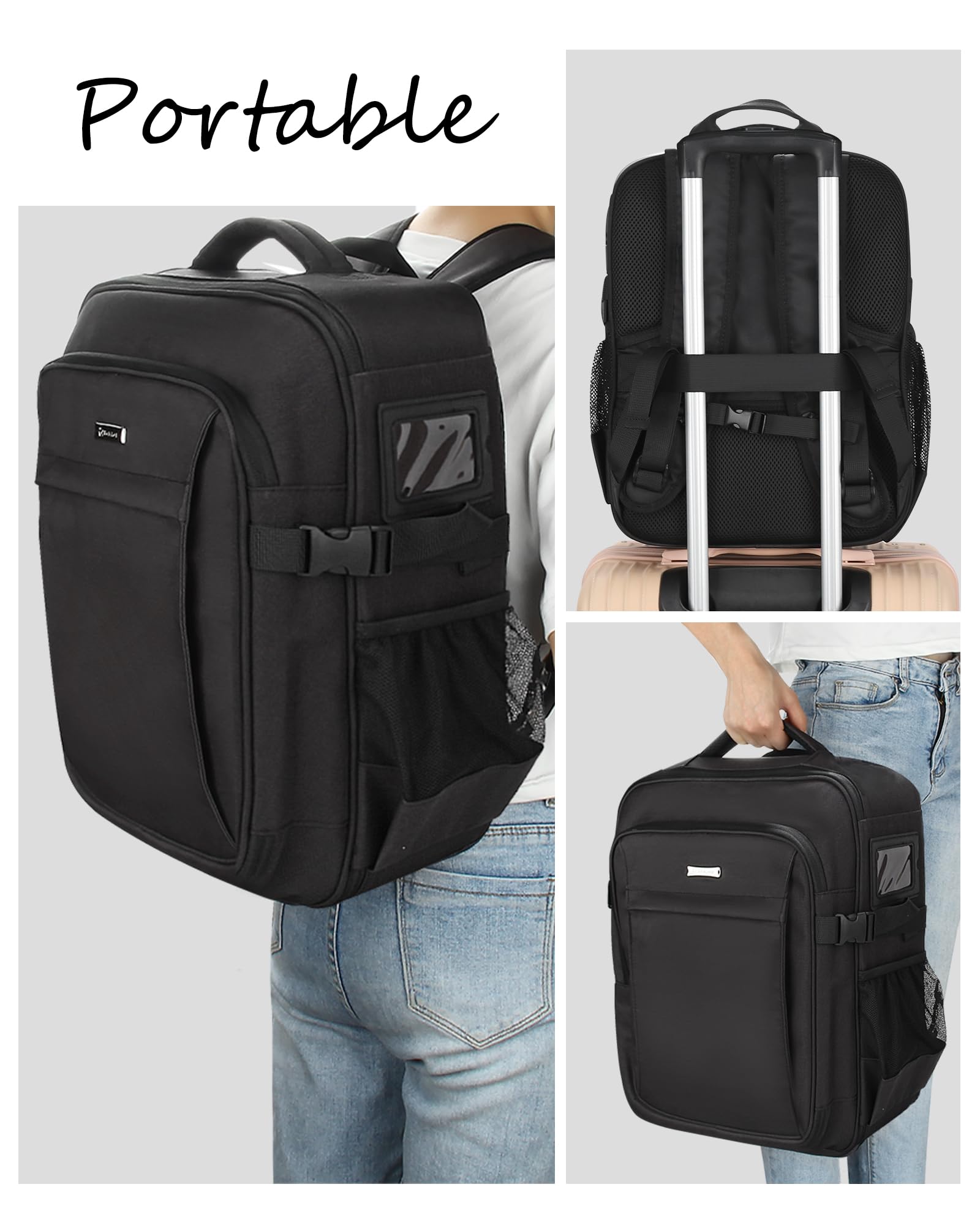 Relavel Professional Makeup Backpack & Large Clear Makeup Bag – Adjustable Dividers