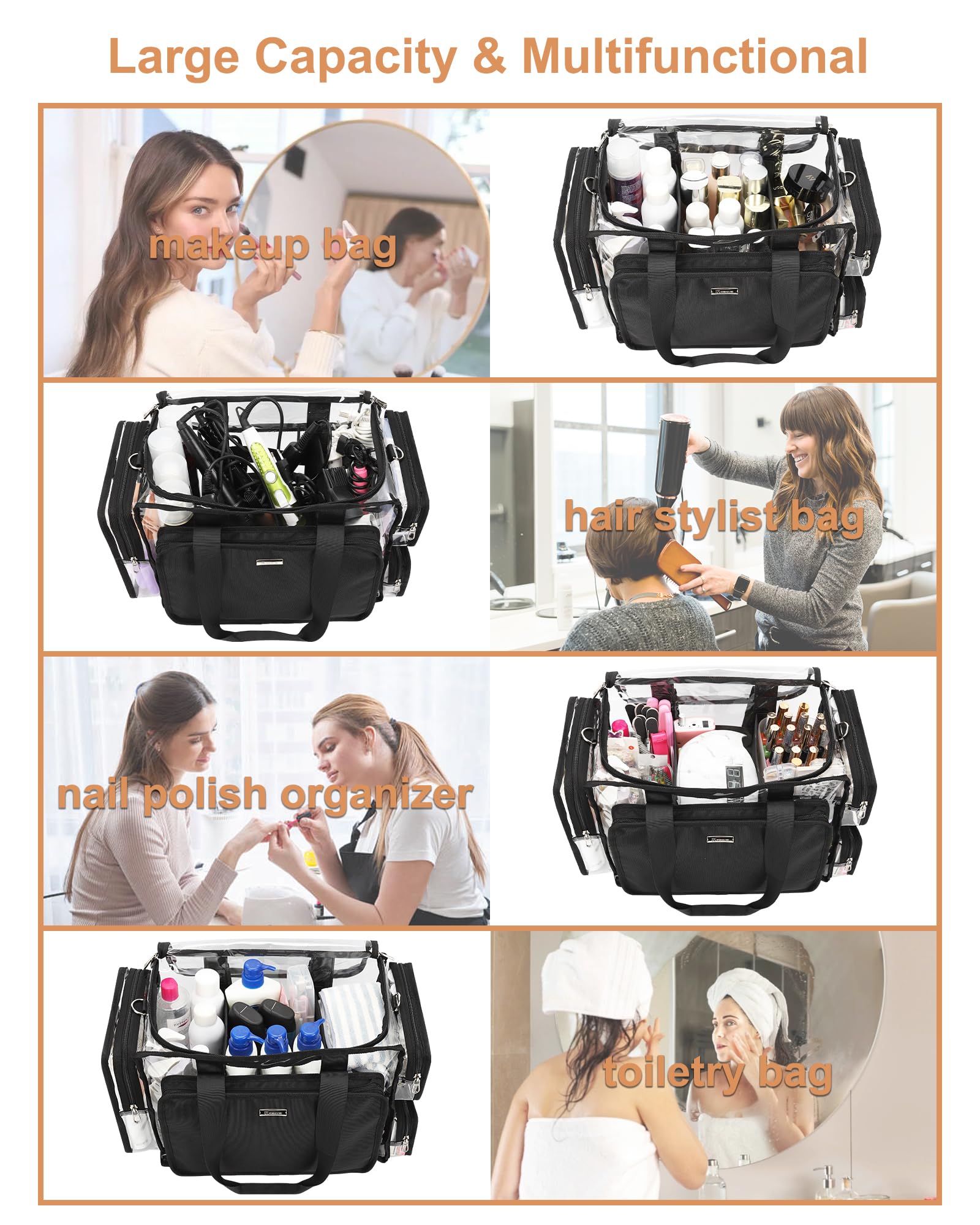Relavel Clear Makeup Bag Extra Large – Makeup Artist Kit, Transparent Storage Organizer for Travel