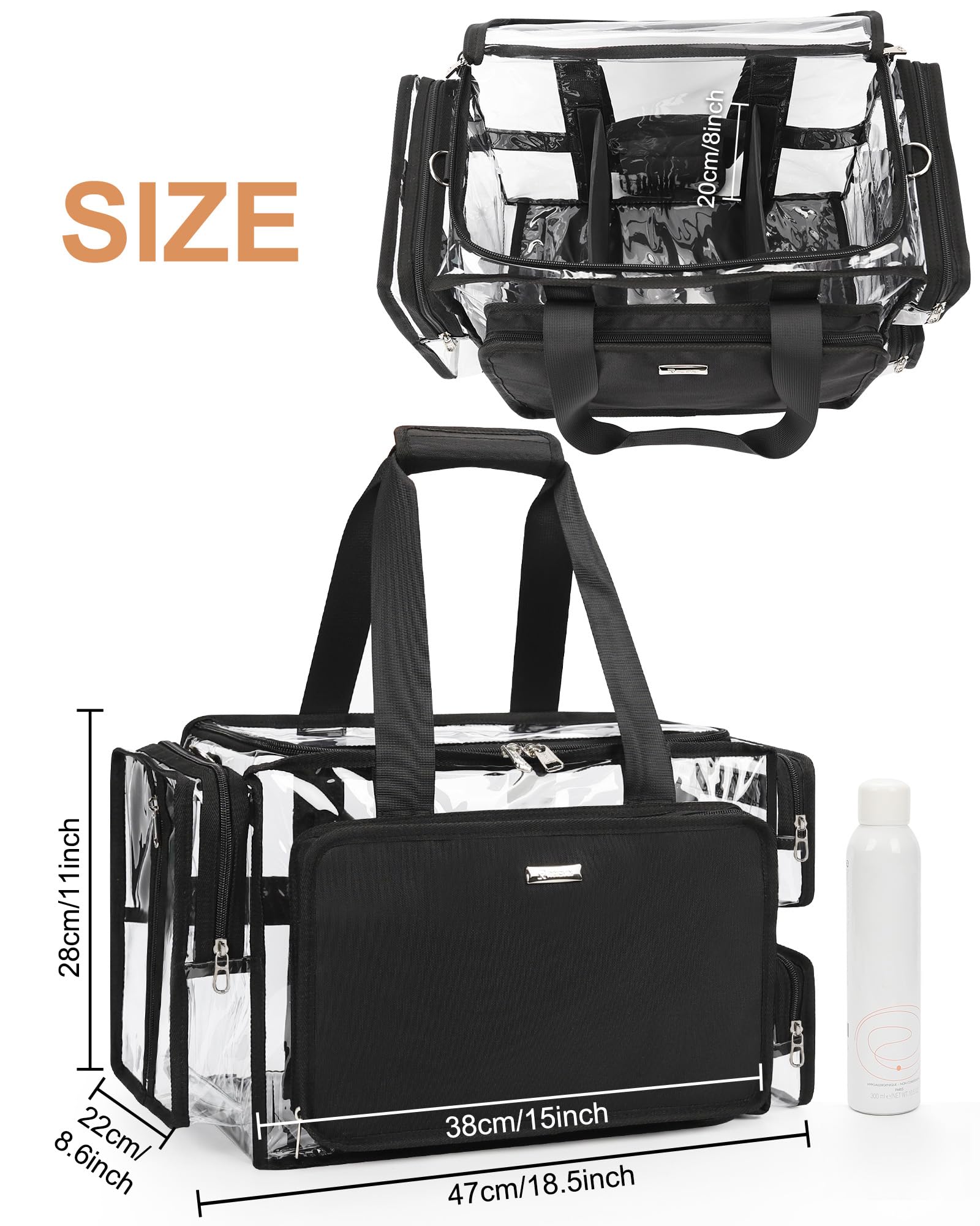 Relavel Clear Makeup Bag Extra Large – Makeup Artist Kit, Transparent Storage Organizer for Travel
