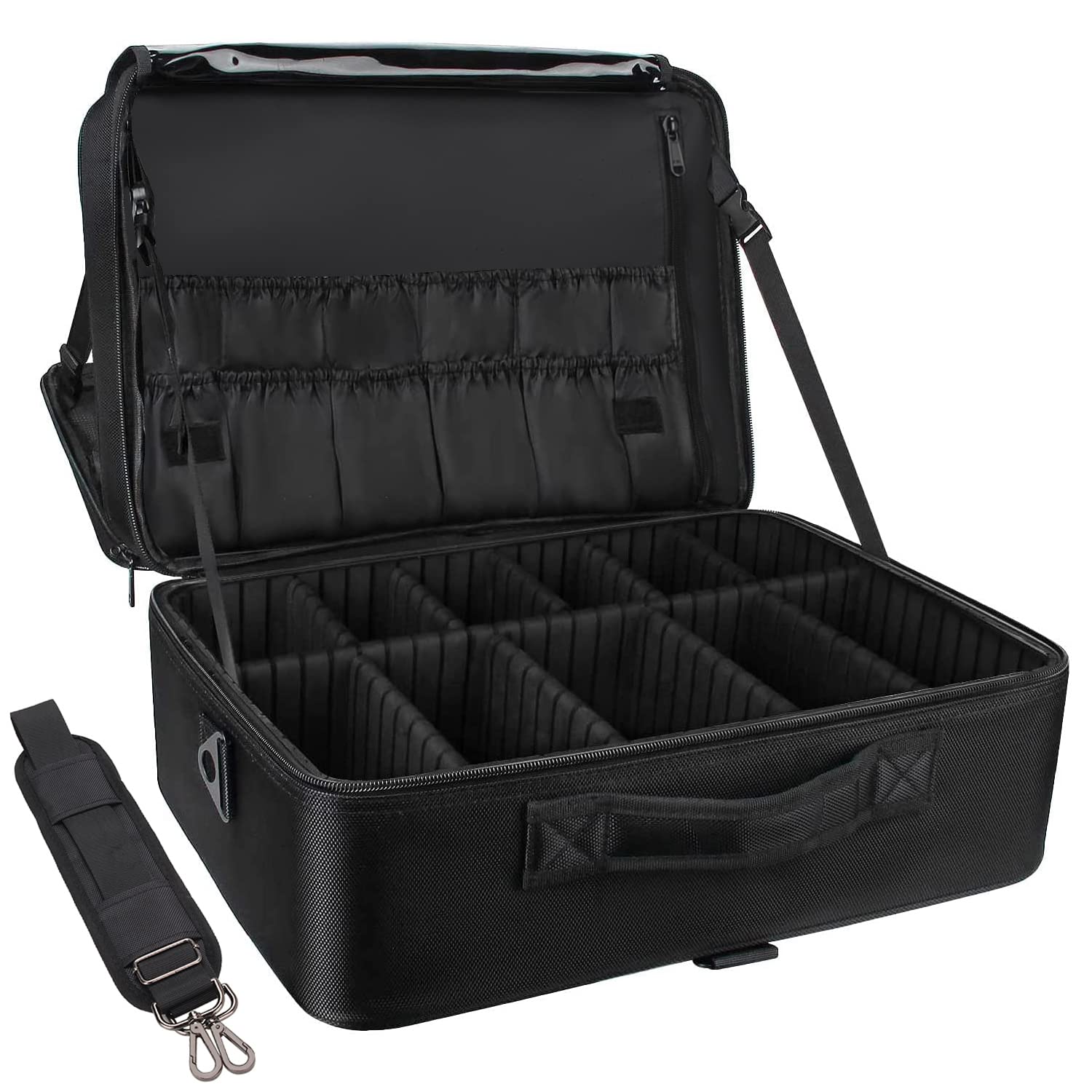 Relavel Extra Large Makeup Case – Premium Travel Train Case with Adjustable Dividers