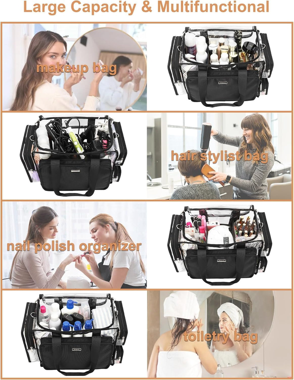 Relavel Clear Makeup Bag with 2 Small Pouches – Portable Pro MUA Kit Organizer