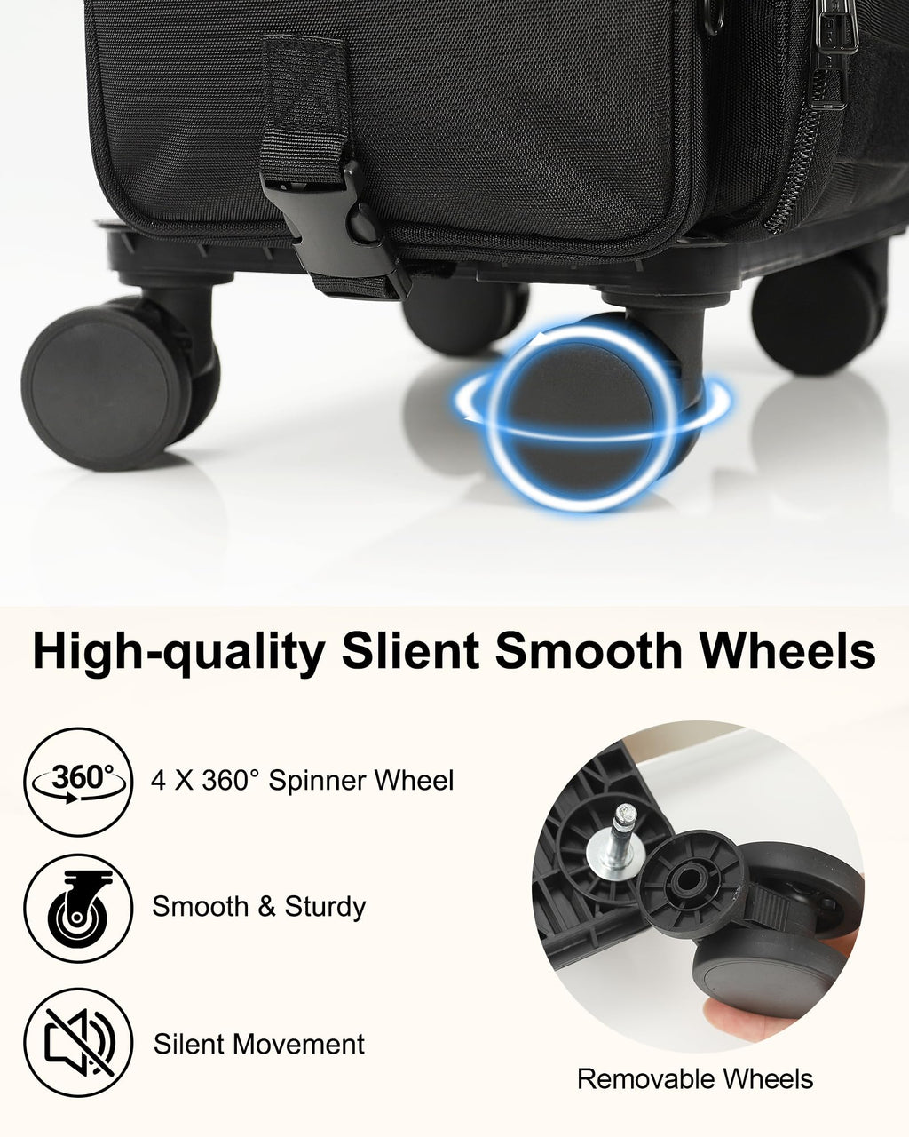 Relavel Rolling Makeup Train Case on Wheels | 360° Spinner & 4 Clear Bags
