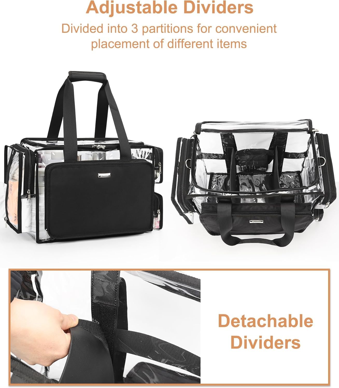 Relavel Clear Makeup Bag with 2 Small Pouches – Portable Pro MUA Kit Organizer