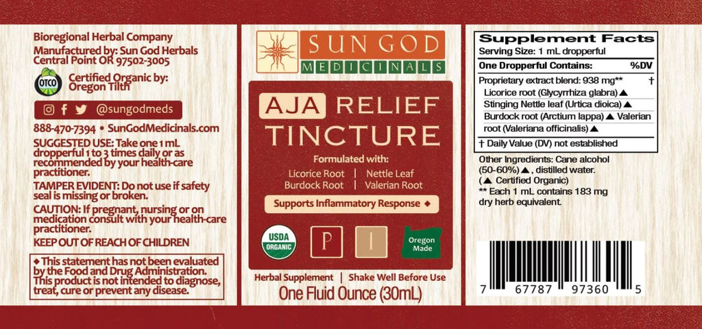 Relief Organic Herbal Tincture - PAIN & STRESS RELIEF